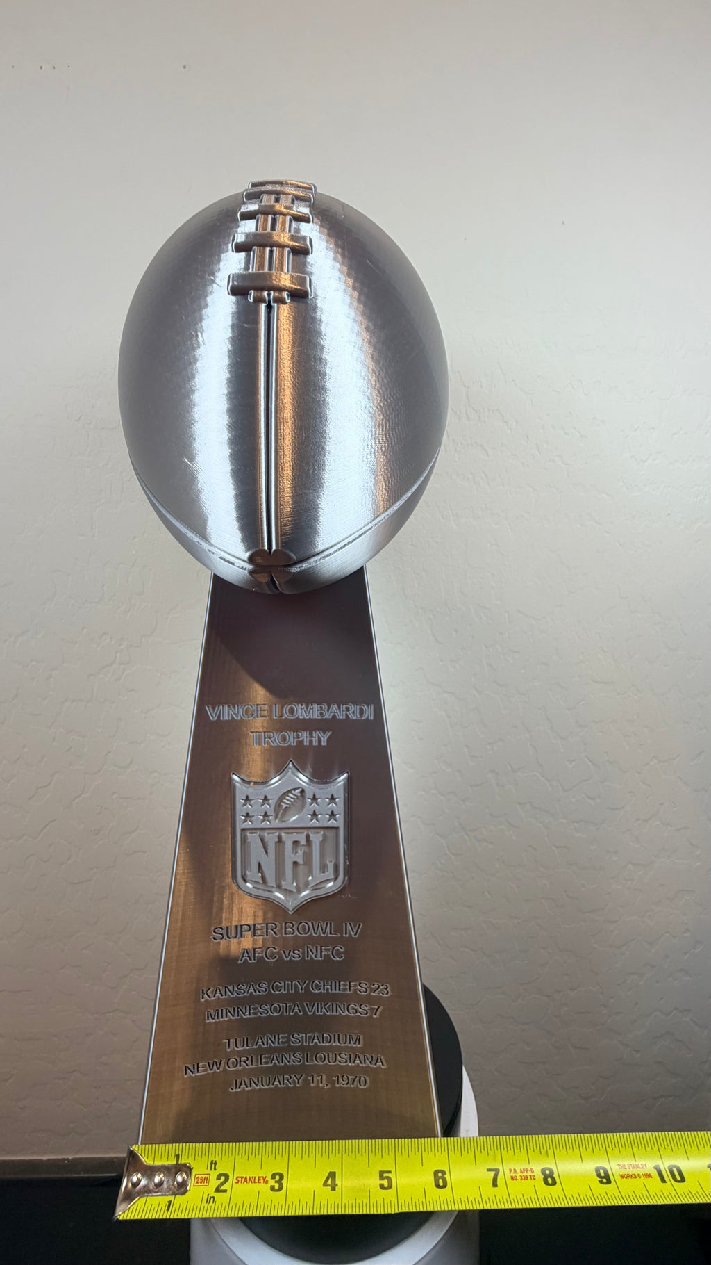 19 inch - Fully Customized Superbowl Vince Lombardi Trophy Like - ANY SB Game, Team, Year ** FREE SHIPPING **