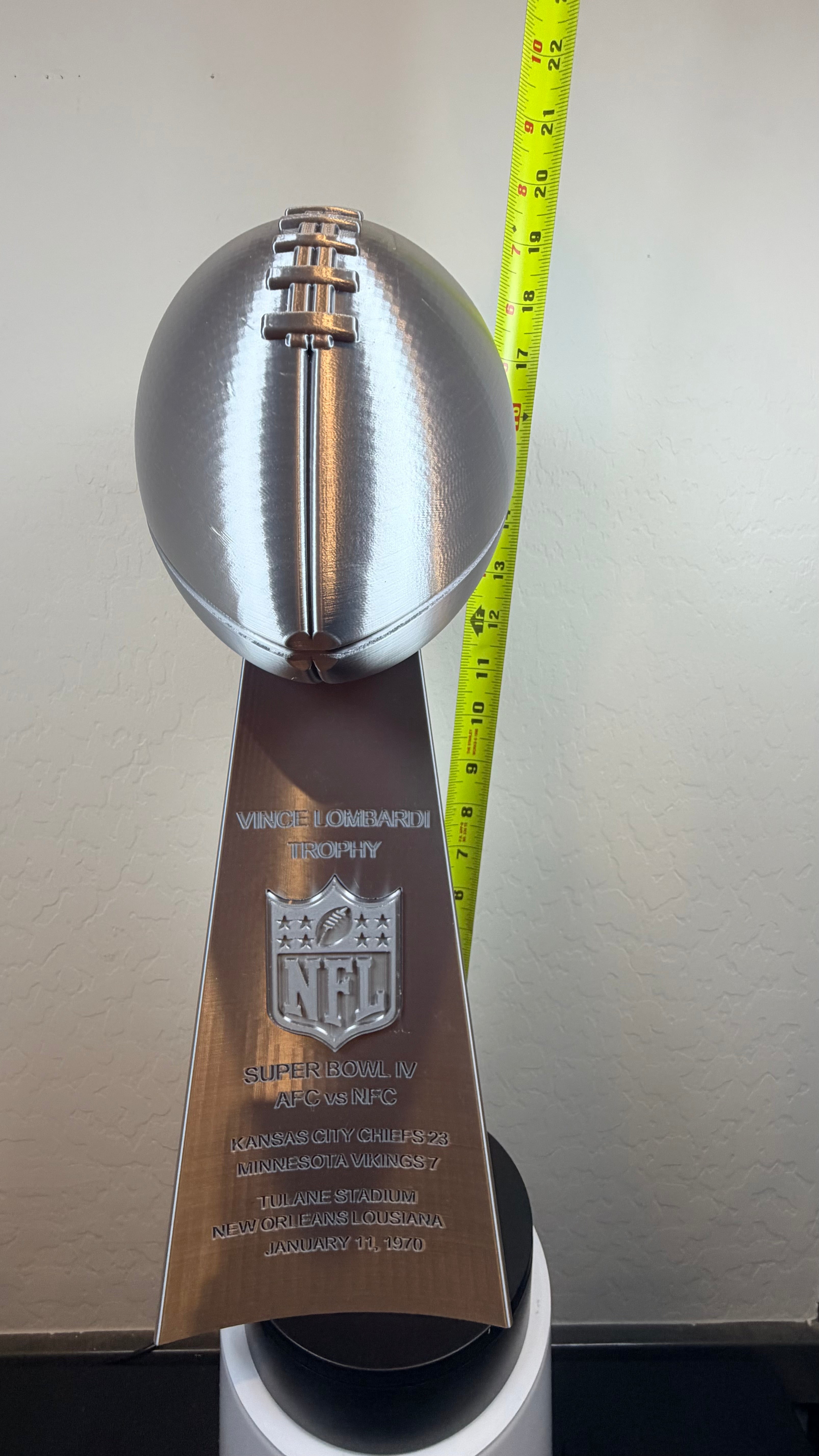 19 inch - Fully Customized Superbowl Vince Lombardi Trophy Like - ANY SB Game, Team, Year ** FREE SHIPPING **