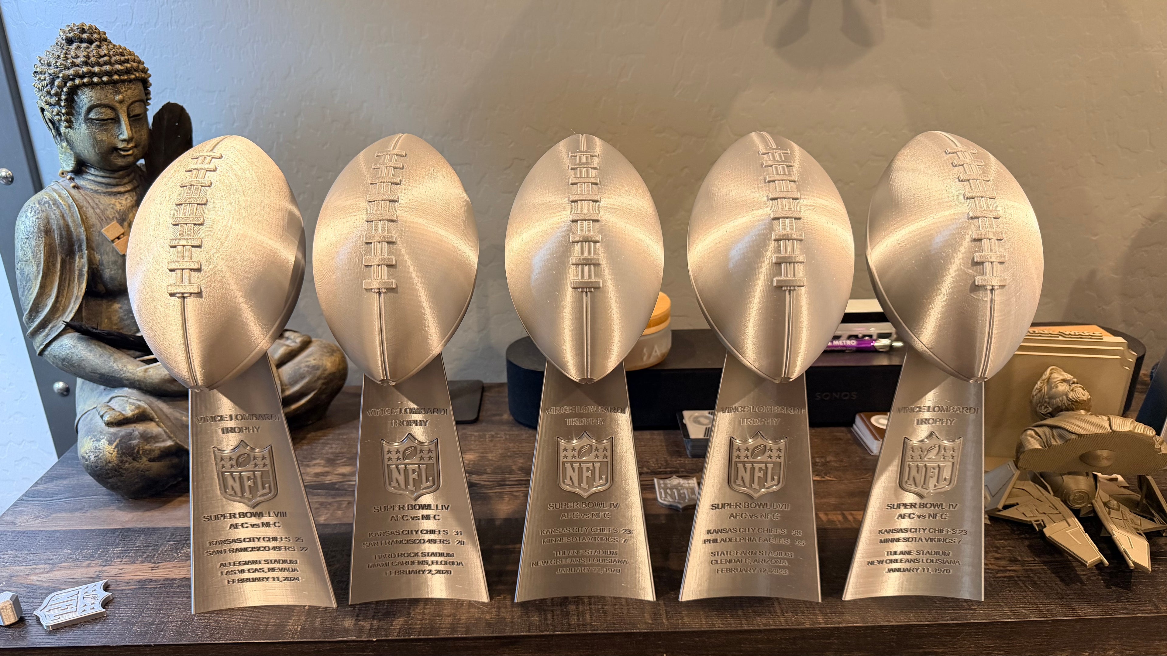 13 inch - Fully Customized Superbowl Vince Lombardi Trophy Like - ANY SB Game, Team, Year  ** FREE SHIPPING **