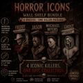 Horror 4 Piece Killer Bundle Jason, Freddy, Ghost, Mike 6x5x9 Wall Shelf Collectible
