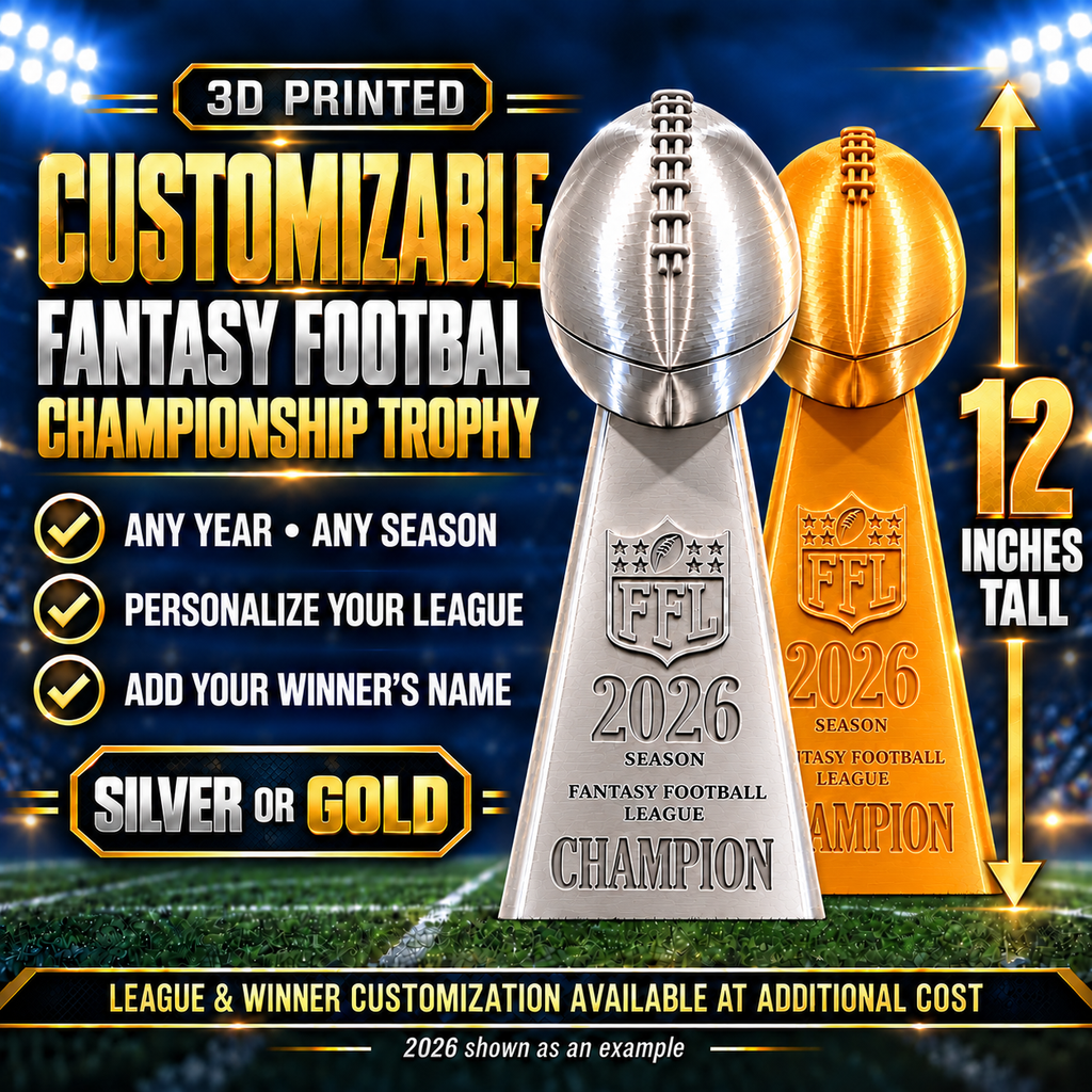 12-Inch Customizable Fantasy Football Championship Trophy – Silver or Gold