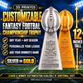 12-Inch Customizable Fantasy Football Championship Trophy – Silver or Gold