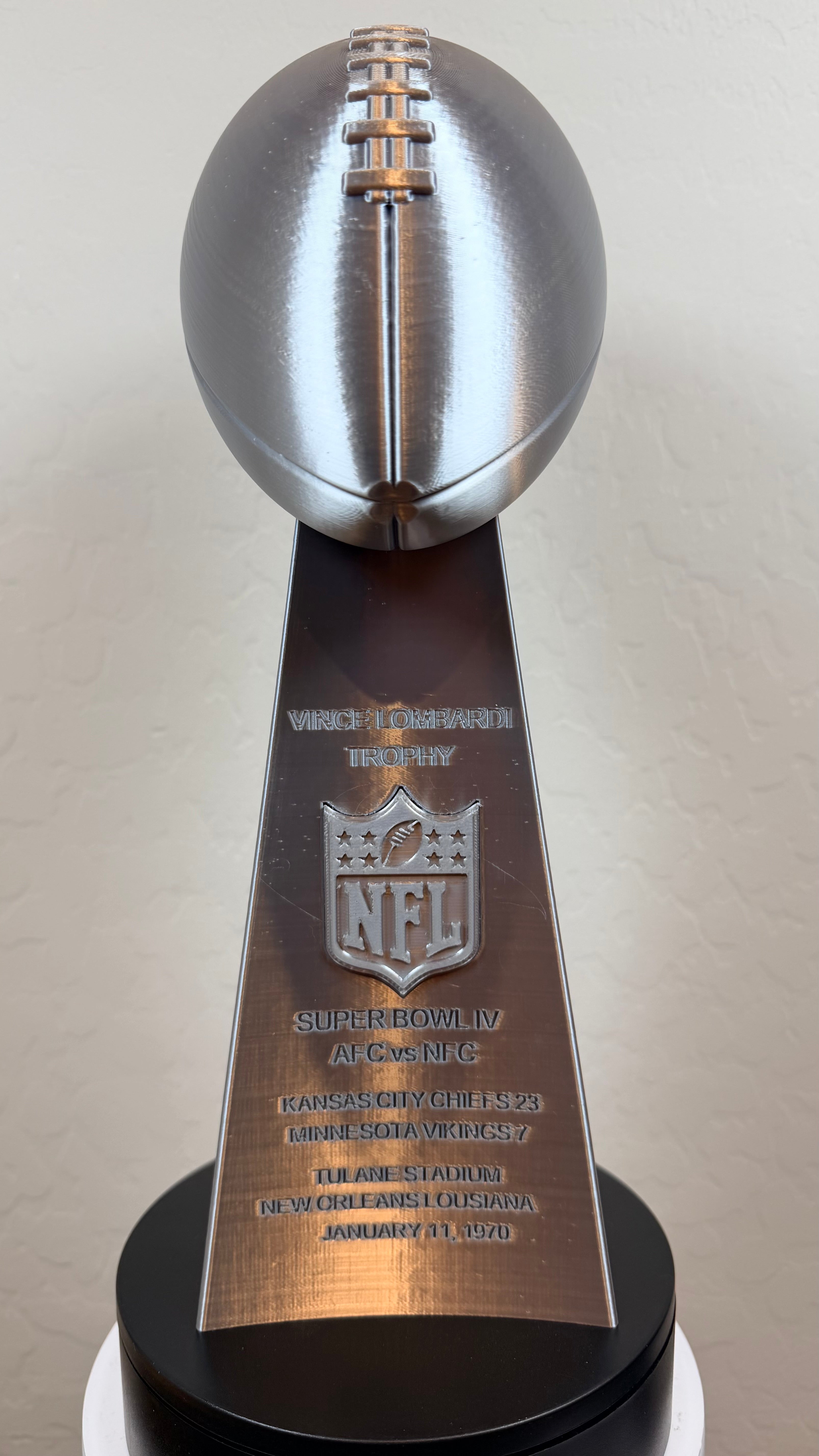 13 inch - Fully Customized Superbowl Vince Lombardi Trophy Like - ANY SB Game, Team, Year  ** FREE SHIPPING **