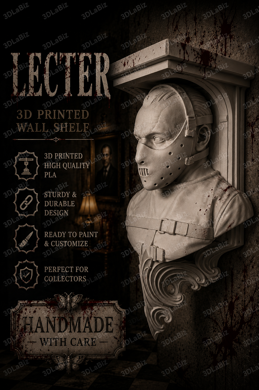 Horror Hannibal Lecter Like 6x5 Top Floating Wall Shelf Collectible