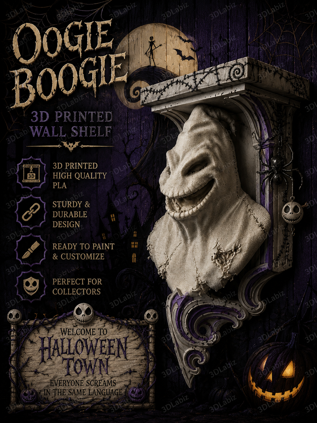 Horror Nightmare Before Christmas Oogie Boogie 6x5 Top Wall Shelf Collectible