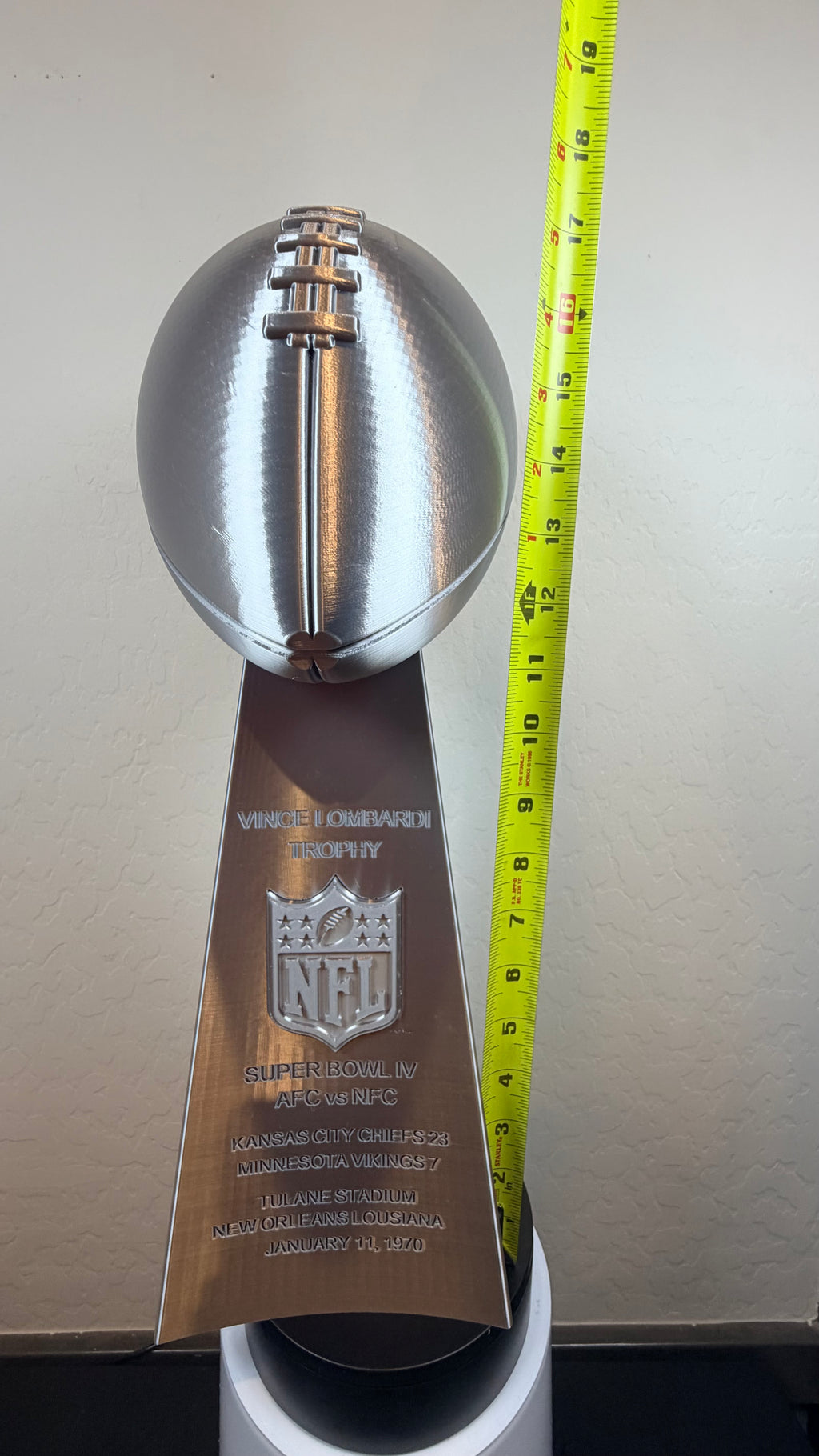 19 inch - Fully Customized Superbowl Vince Lombardi Trophy Like - ANY SB Game, Team, Year ** FREE SHIPPING **
