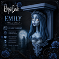 Horror Corpse Bride Emily 6x5 Top Floating Wall Shelf Collectible