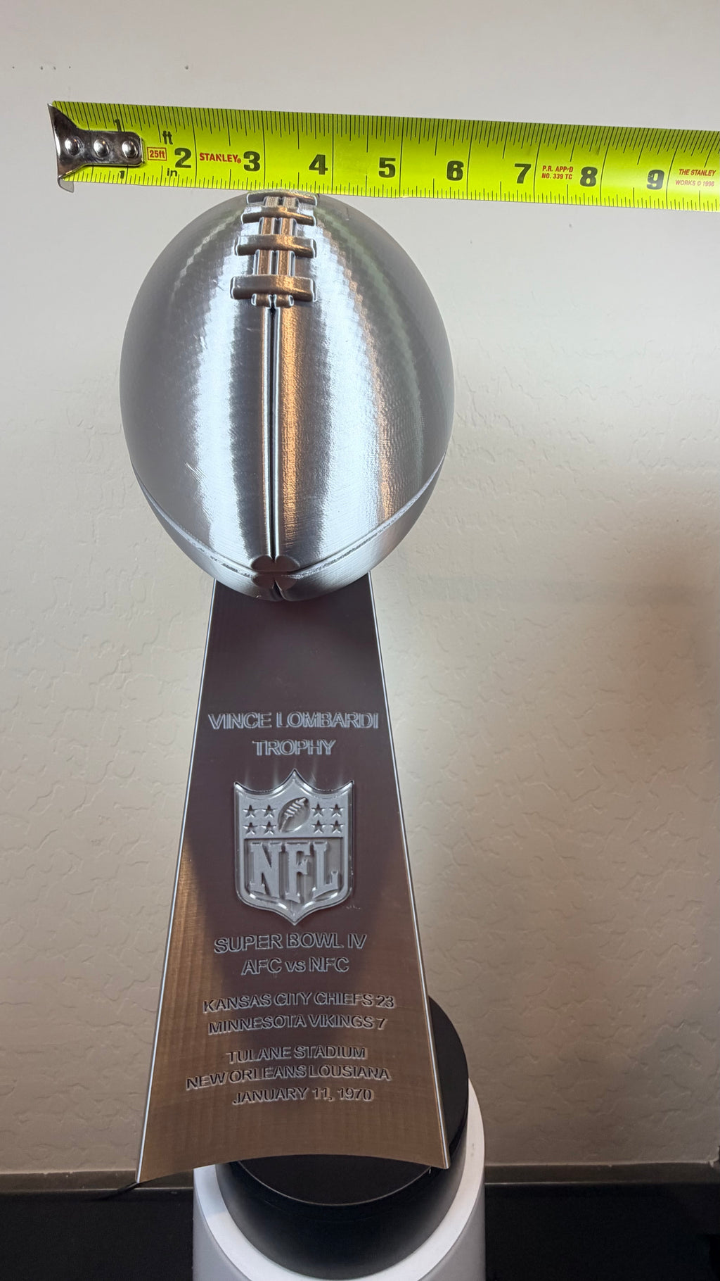 19 inch - Fully Customized Superbowl Vince Lombardi Trophy Like - ANY SB Game, Team, Year ** FREE SHIPPING **