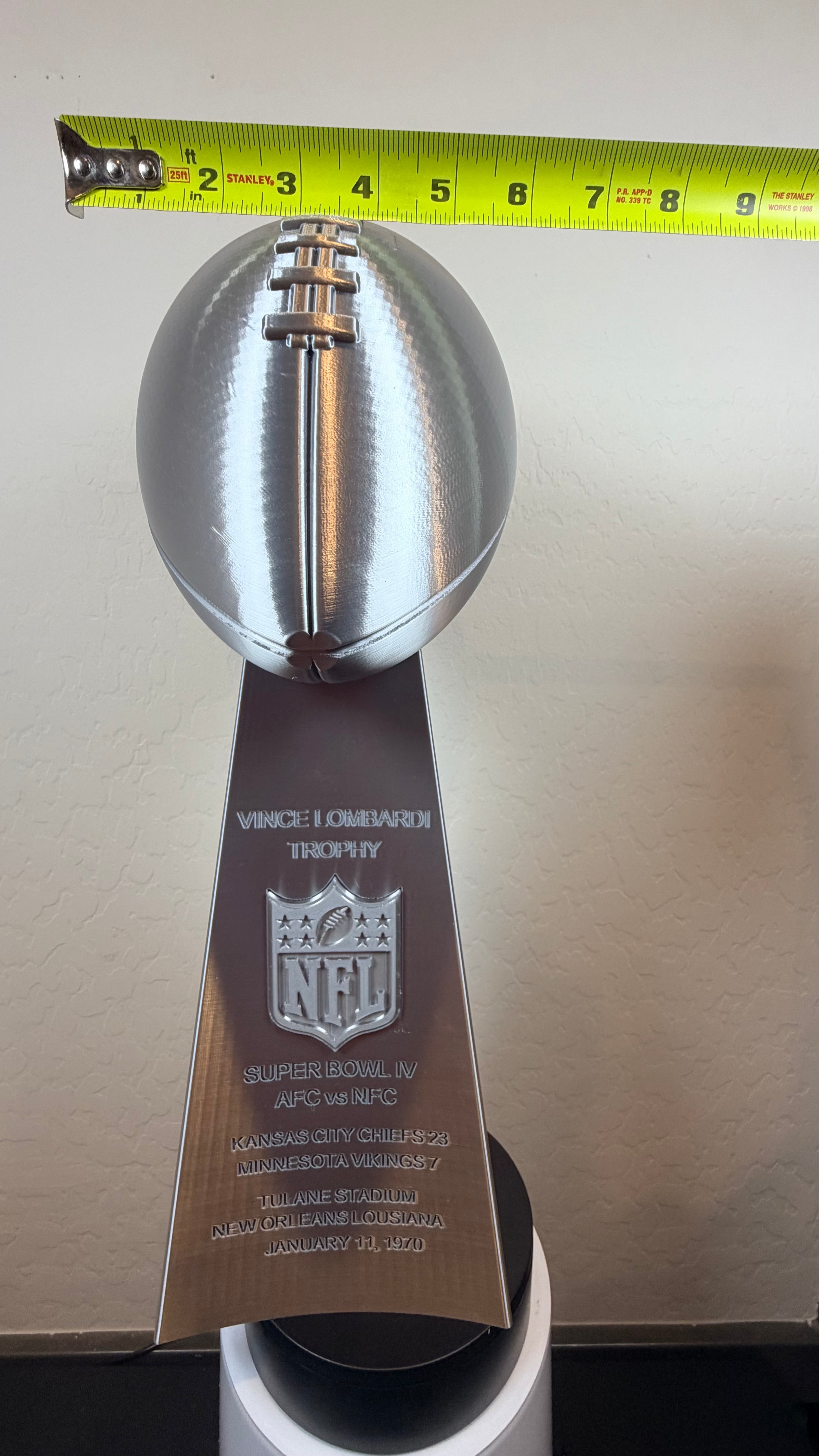 19 inch - Fully Customized Superbowl Vince Lombardi Trophy Like - ANY SB Game, Team, Year ** FREE SHIPPING **
