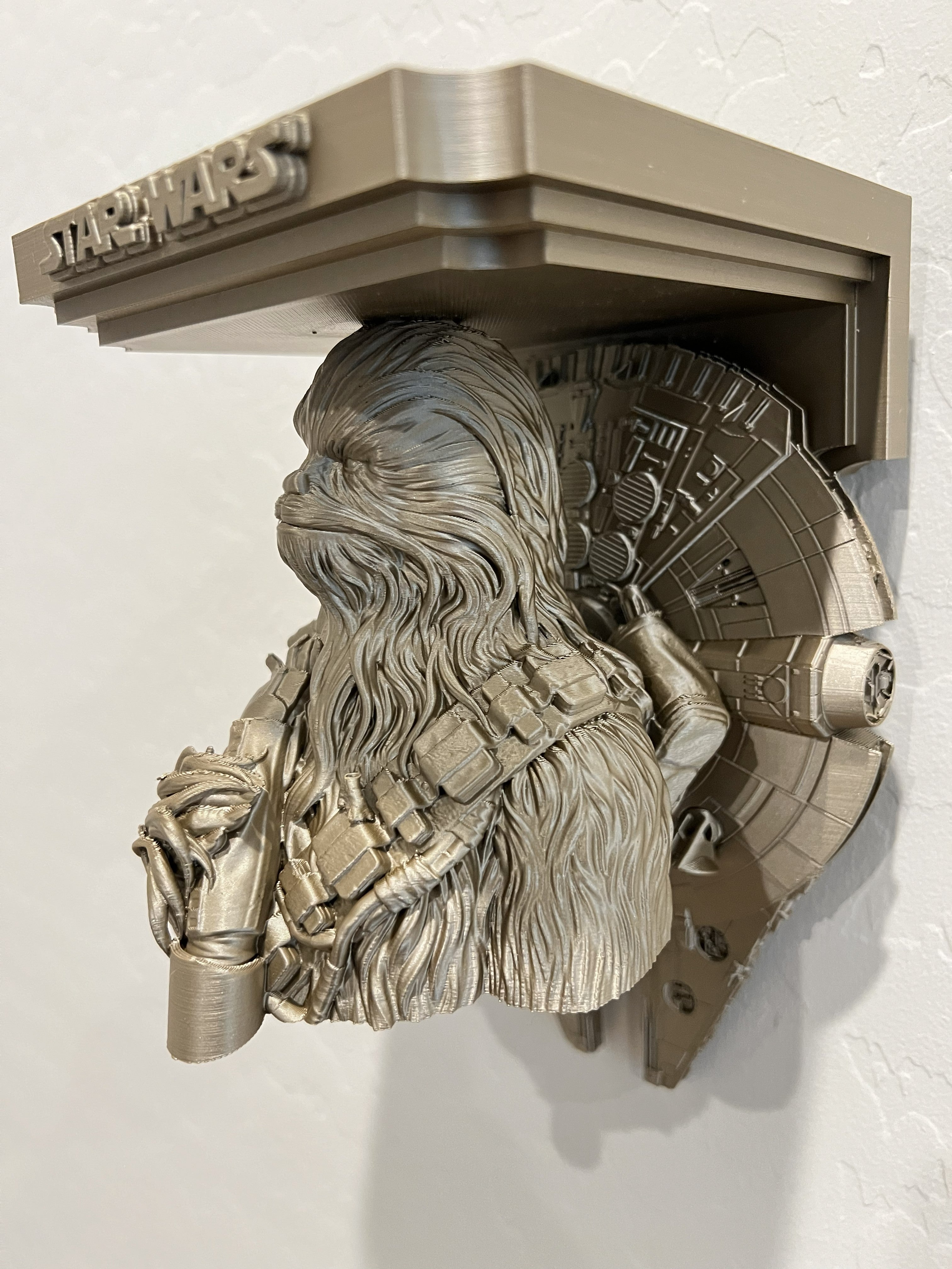 Star Wars - Chewbacca Millennium Falcon Like Floating Wall Shelf Decor Collectible - Multiple Colors