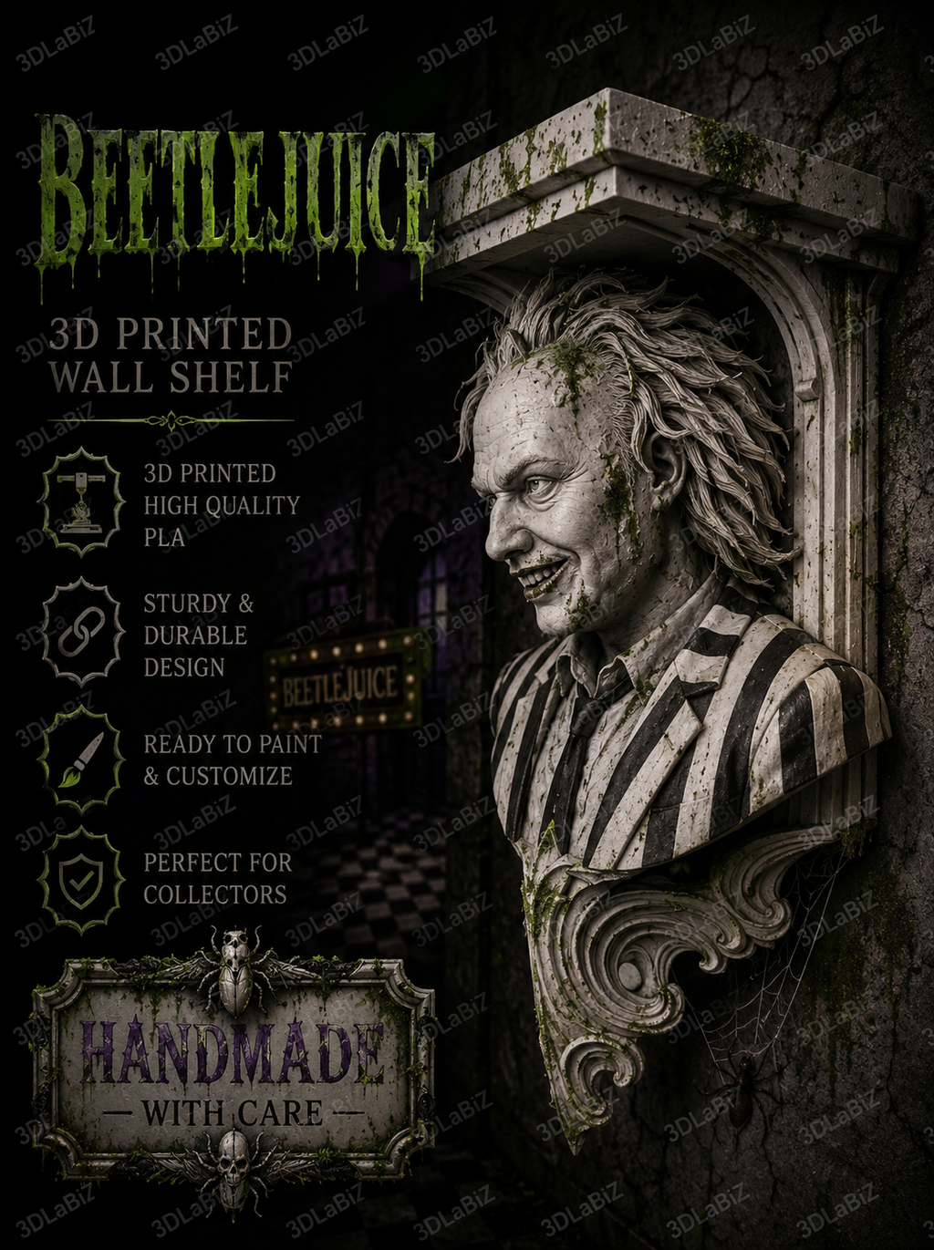 Horror Beetlejuice 6x5 Top Wall Shelf Collectible