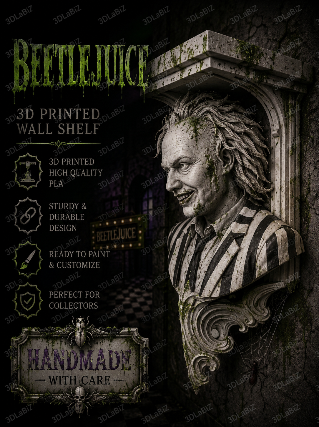 Horror Beetlejuice 6x5 Top Wall Shelf Collectible