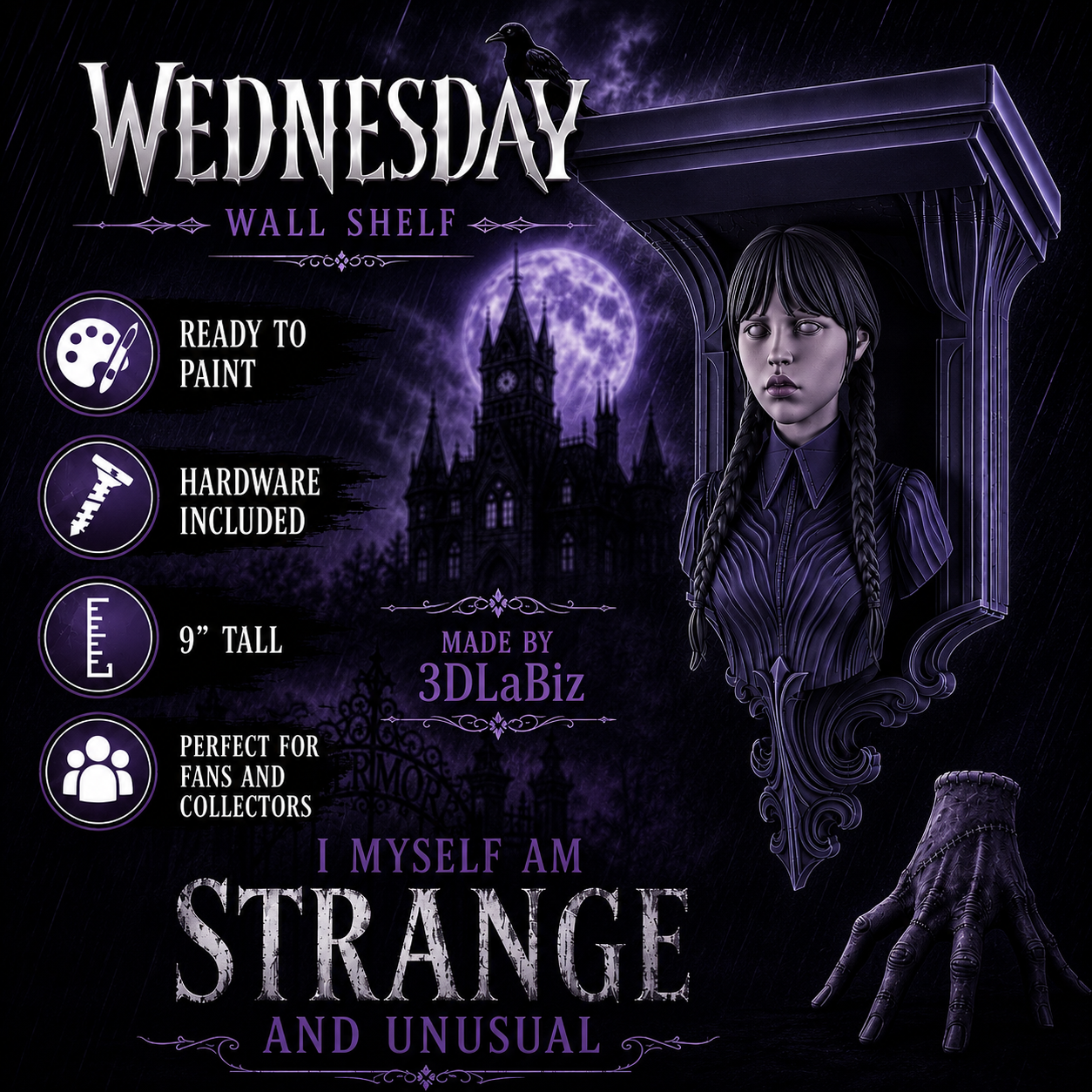 Horror Adam’s Family Wednesday 6x5 Top Wall Shelf Collectible