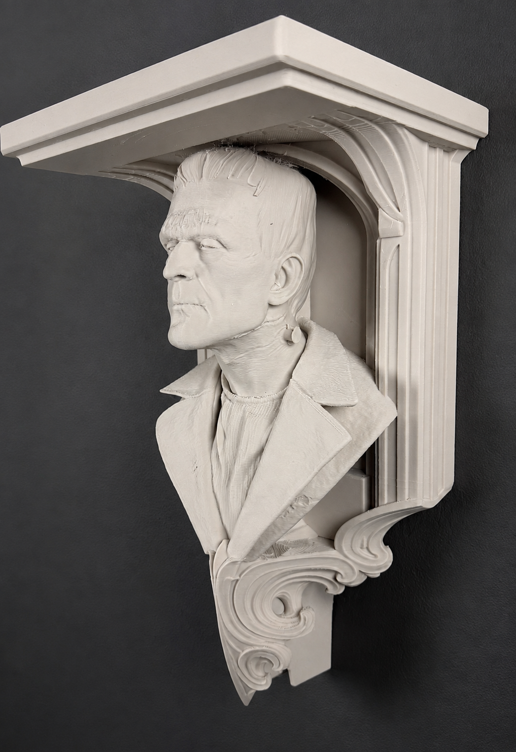 Bone White Frankenstein-inspired wall shelf left-side view