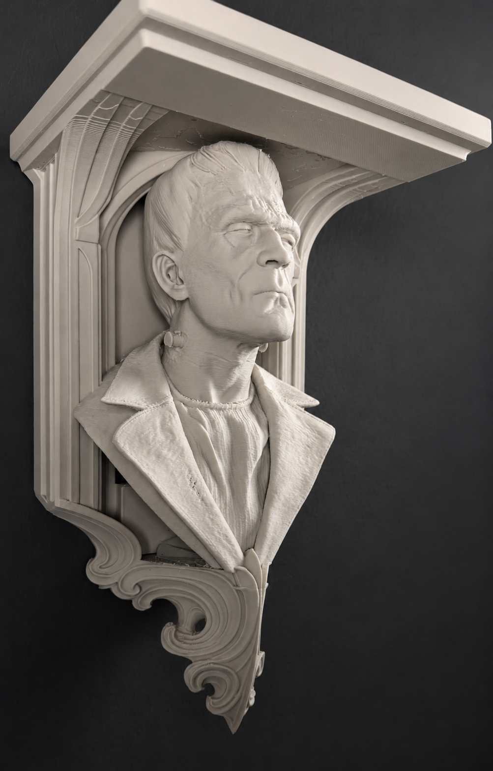Bone White Frankenstein-inspired wall shelf right-side view