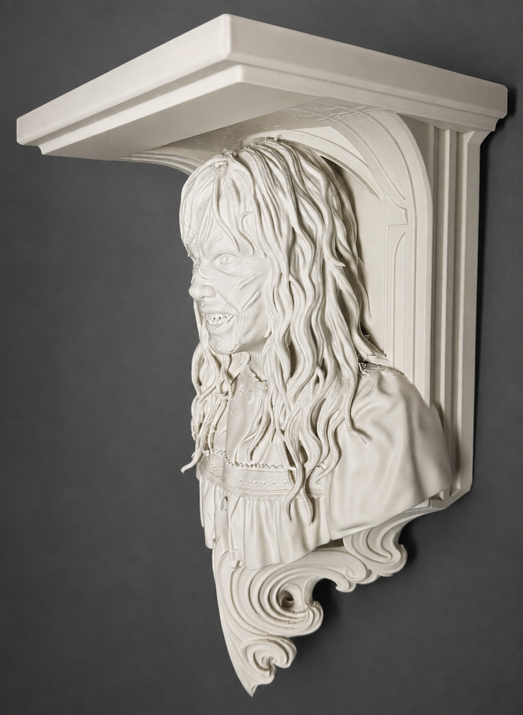 Bone White Regan-inspired wall shelf left-side view