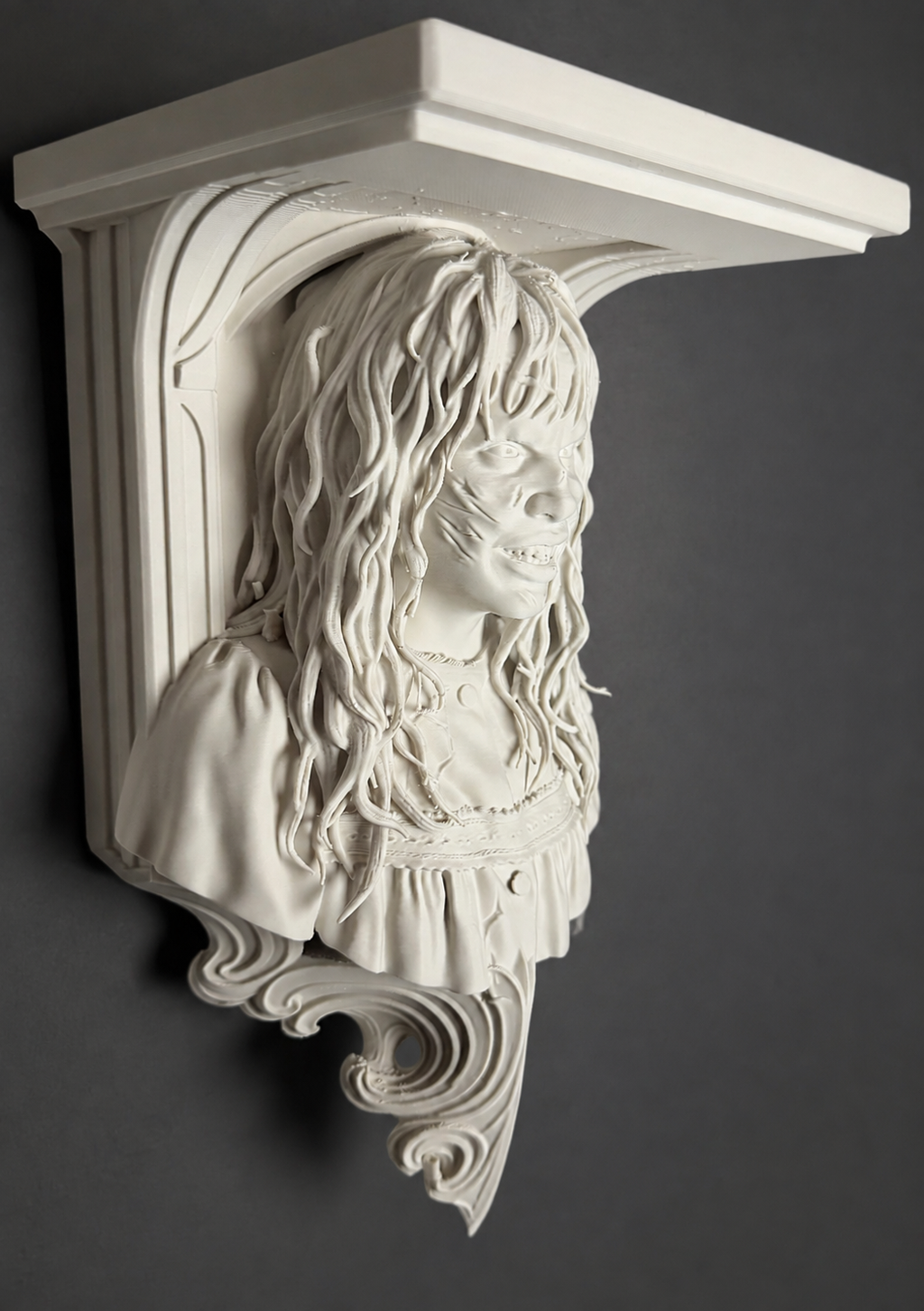 Bone White Regan-inspired wall shelf right-side view