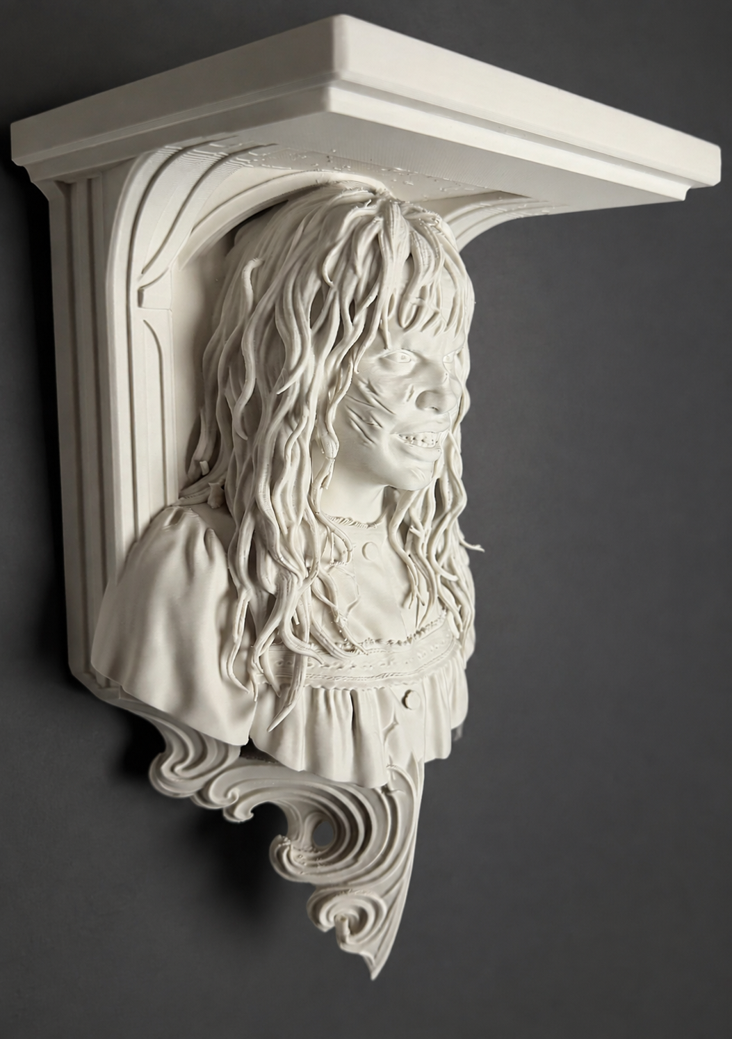 Bone White Regan-inspired wall shelf right-side view
