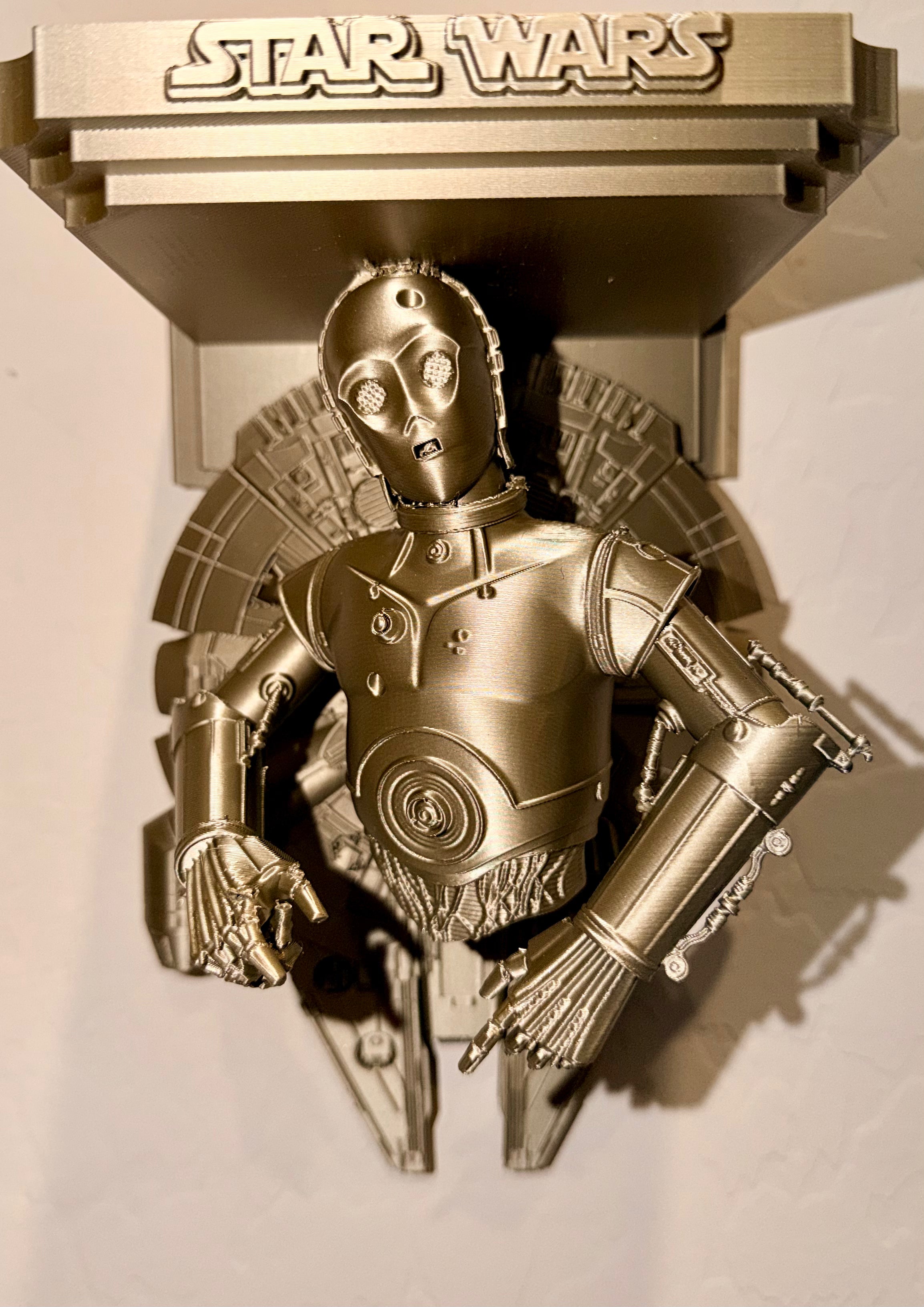 Star Wars - C-3PO Millennium Falcon Like Floating Wall Shelf Decor Collectible - Multiple Colors