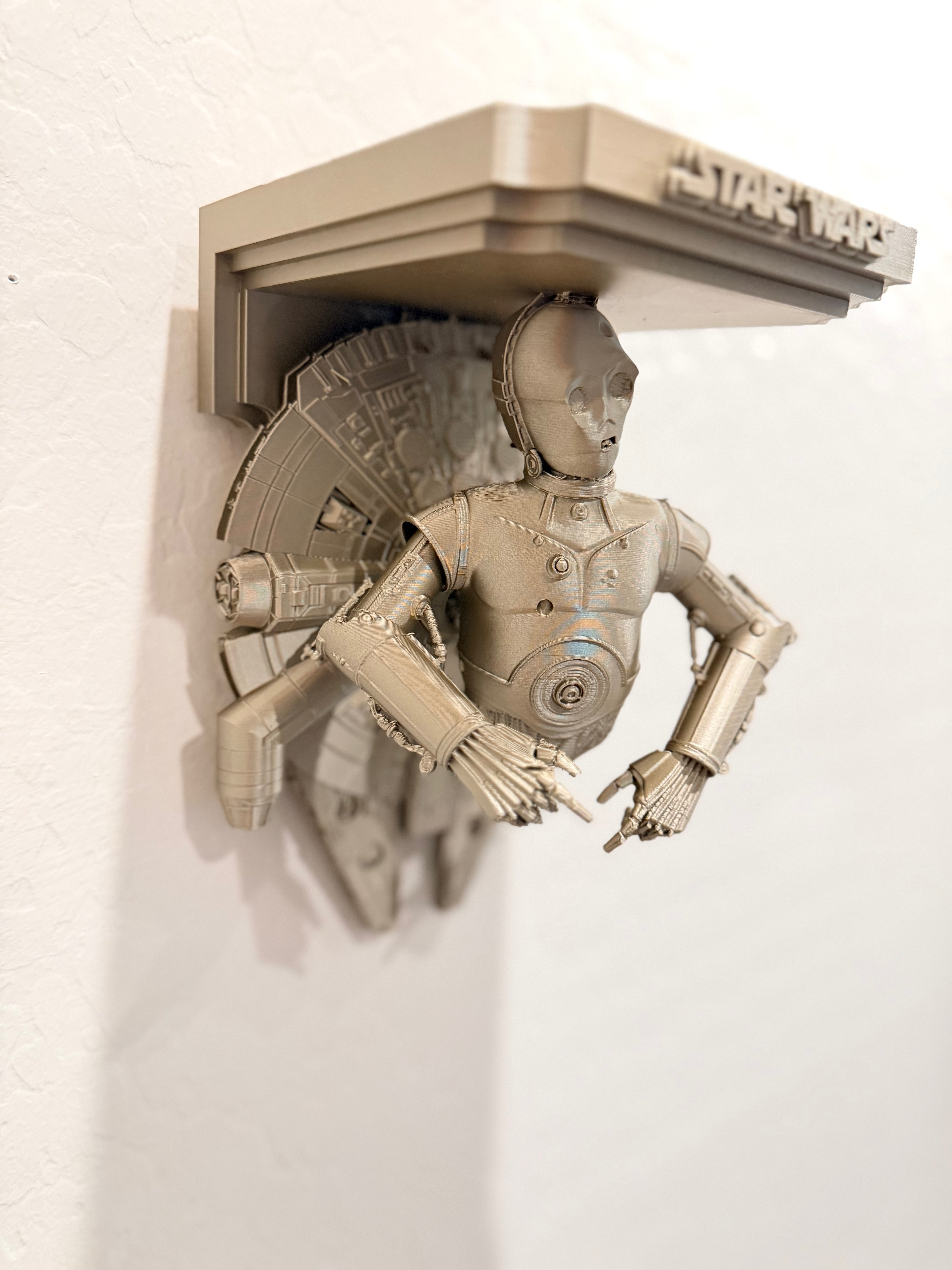 Star Wars - C-3PO Millennium Falcon Like Floating Wall Shelf Decor Collectible - Multiple Colors