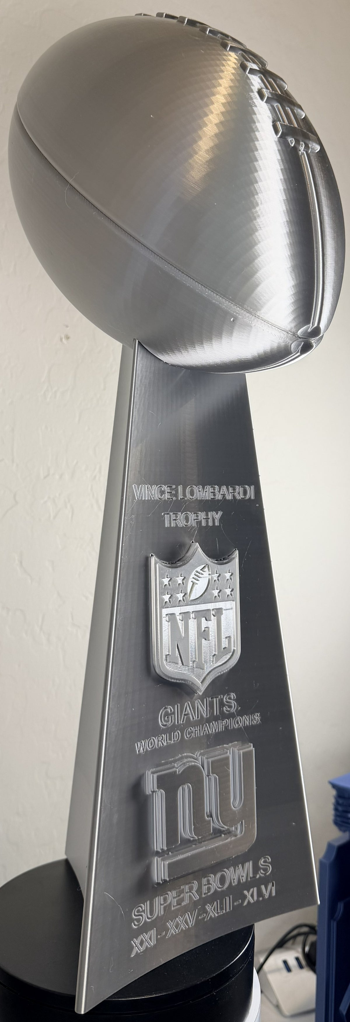 New York Giants championship trophy right side view