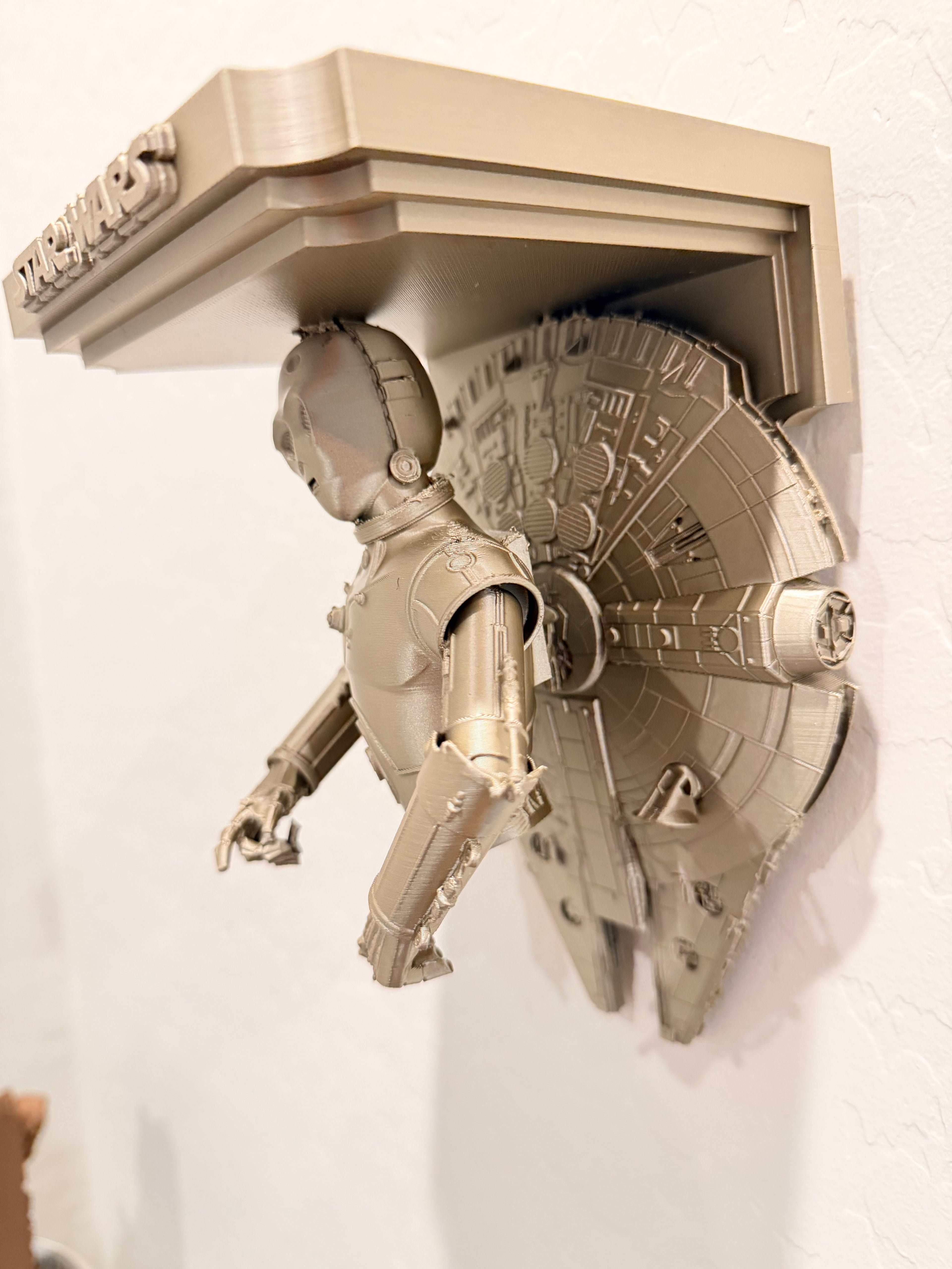 Star Wars - C-3PO Millennium Falcon Like Floating Wall Shelf Decor Collectible - Multiple Colors