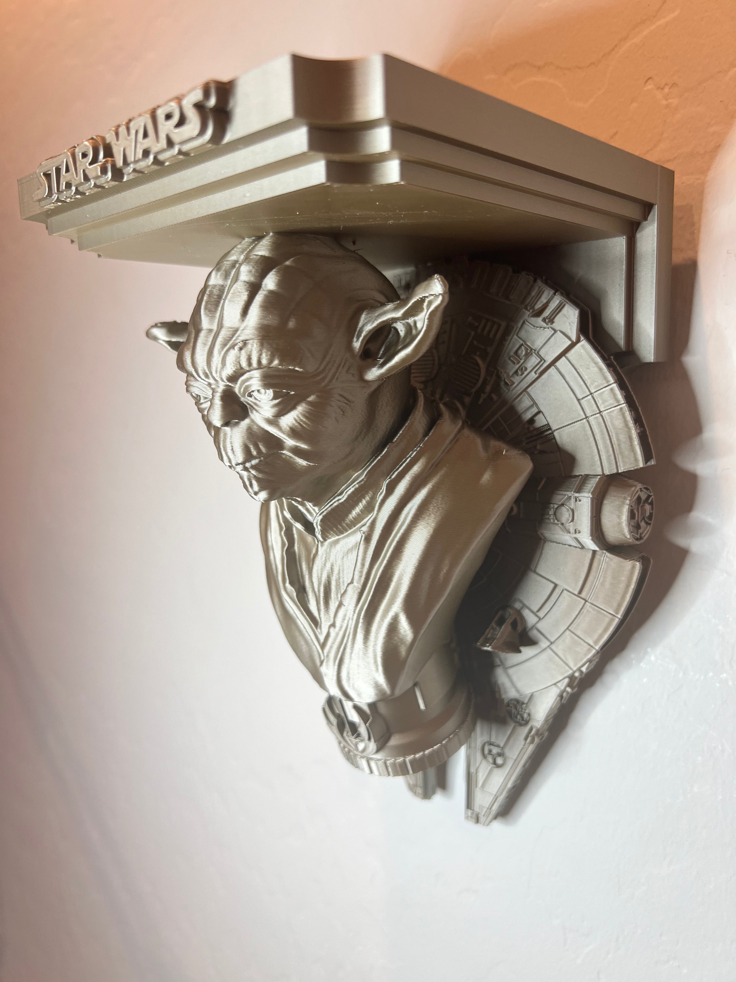 Star Wars - Yoda Millennium Falcon Like Floating Wall Shelf Decor Collectible - Multiple Colors