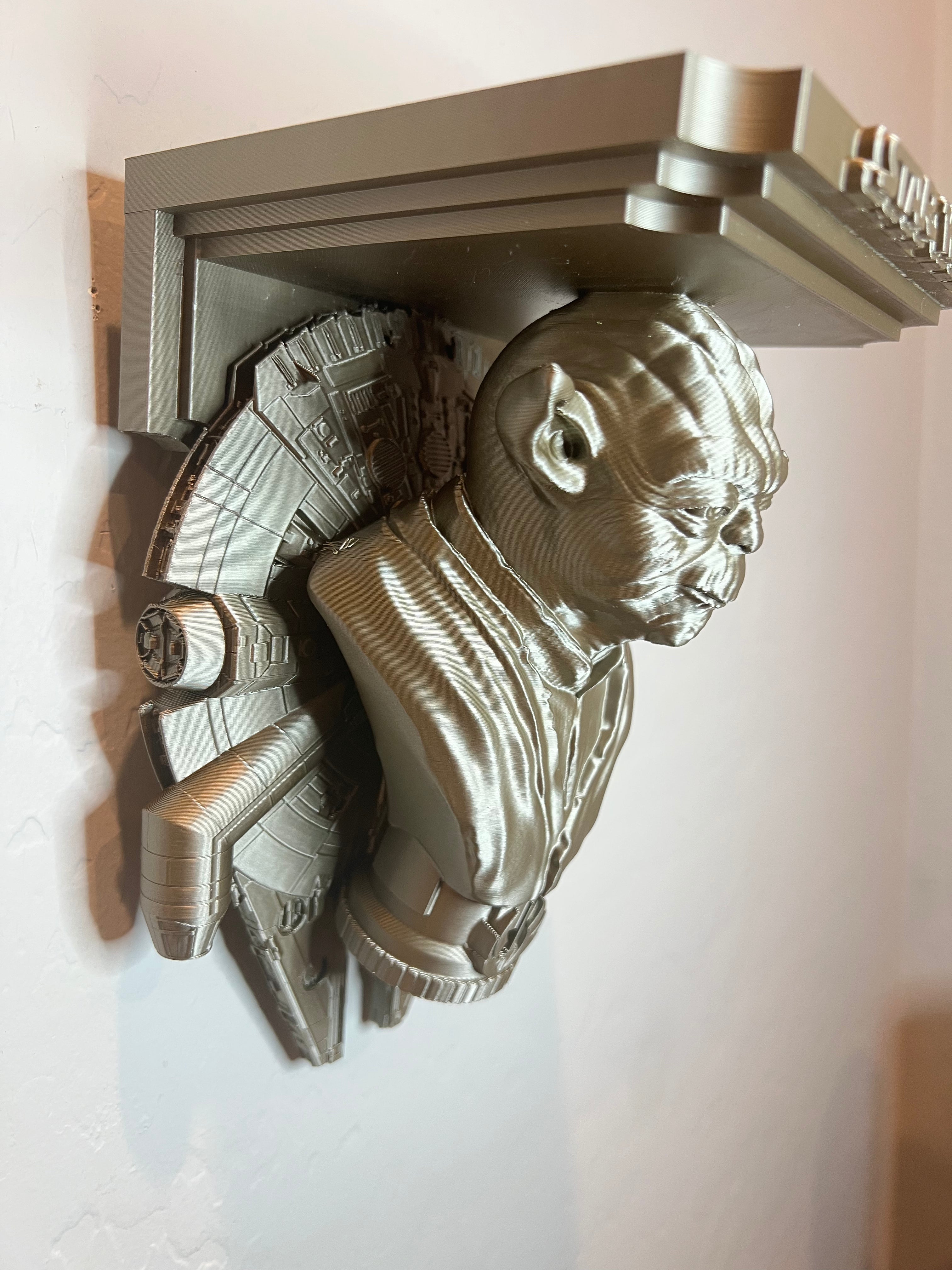 Star Wars - Yoda Millennium Falcon Like Floating Wall Shelf Decor Collectible - Multiple Colors