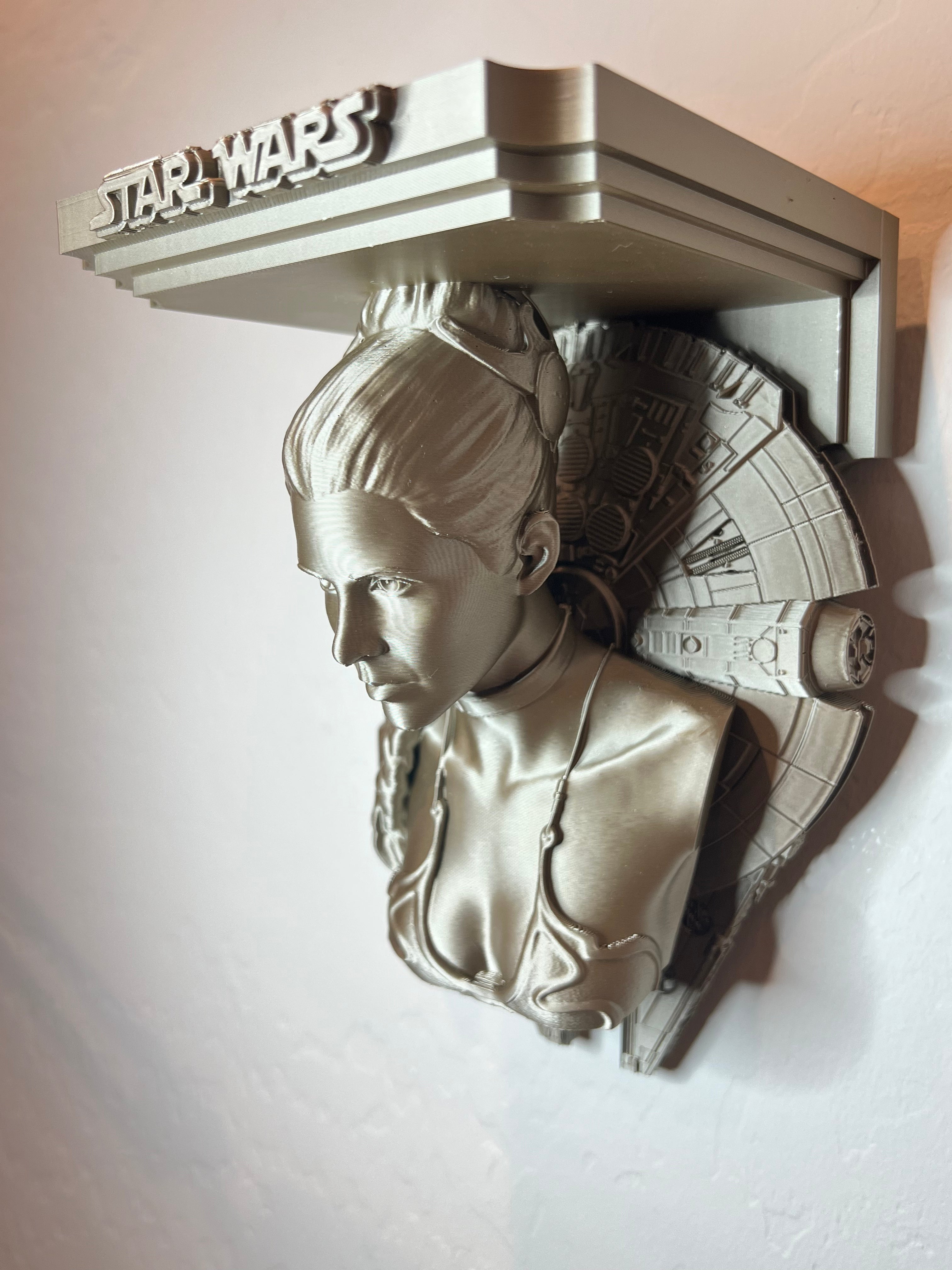Star Wars - Princess Leia Millennium Falcon Like Floating Wall Shelf Decor Collectible - Multiple Colors