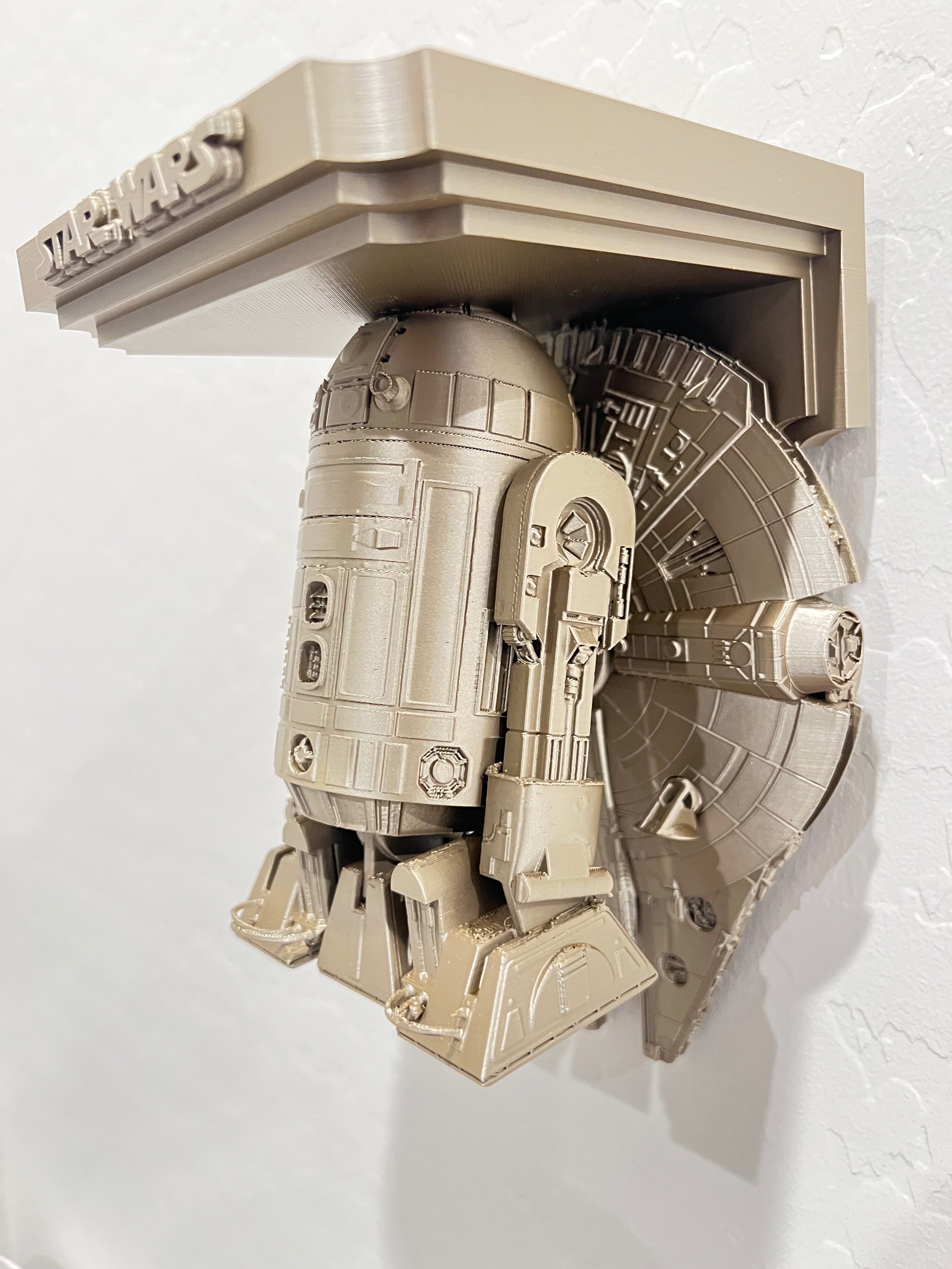 Star Wars - R2D2 Millennium Falcon Like Floating Wall Shelf Decor Collectible - Multiple Colors
