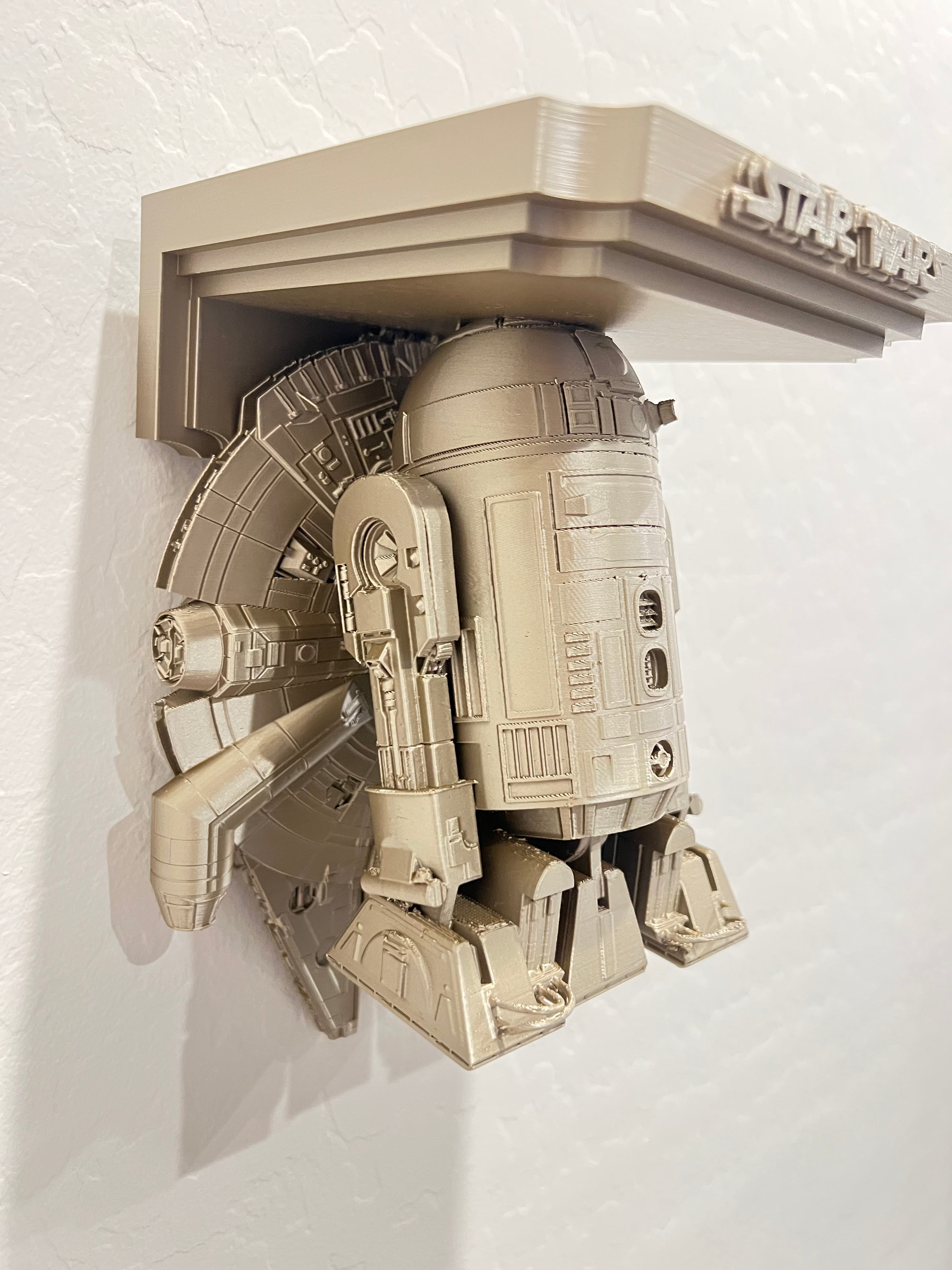 Star Wars - R2D2 Millennium Falcon Like Floating Wall Shelf Decor Collectible - Multiple Colors