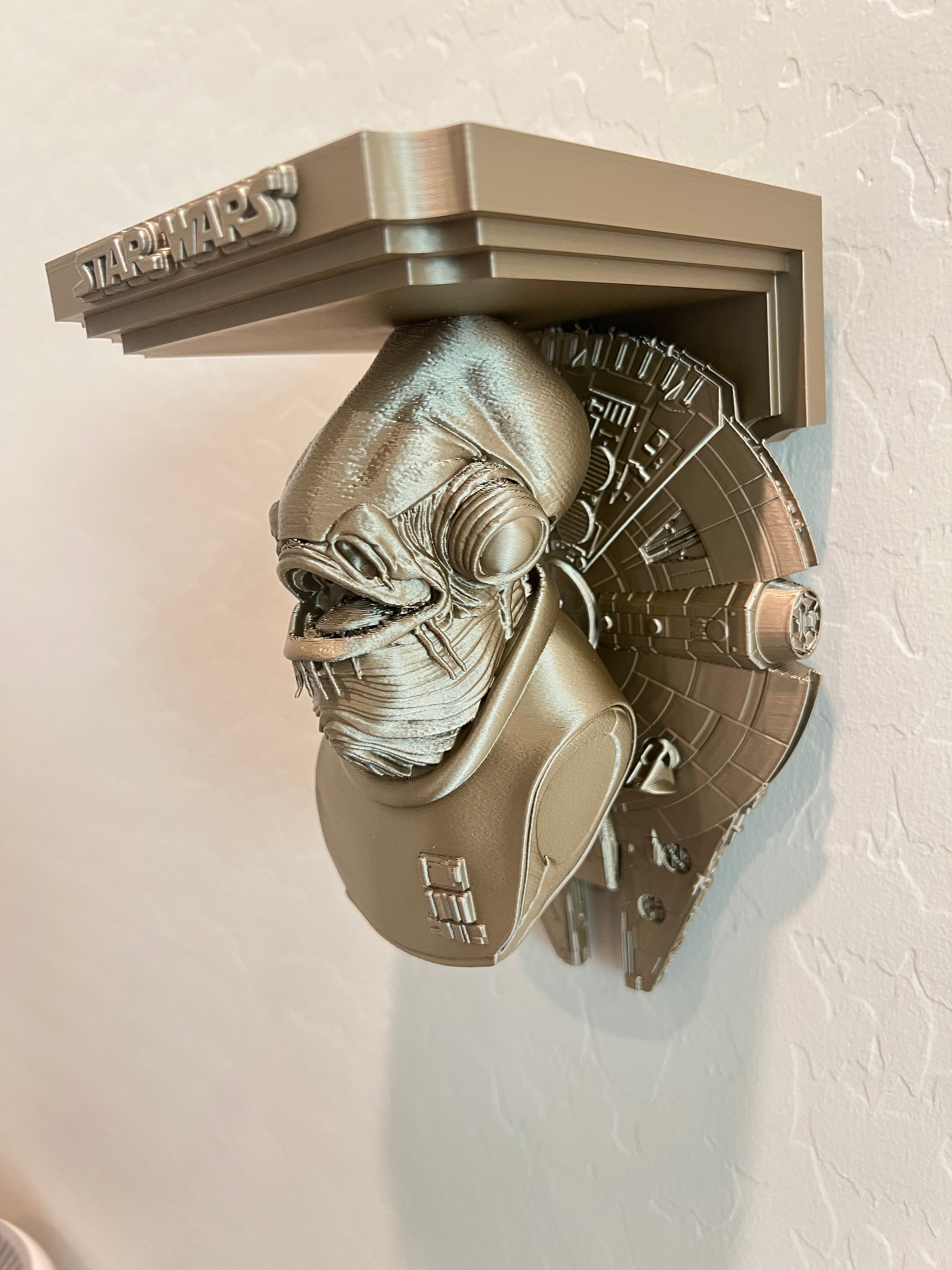 Star Wars - Admiral Ackbar Millennium Falcon Like Floating Wall Shelf Decor Collectible