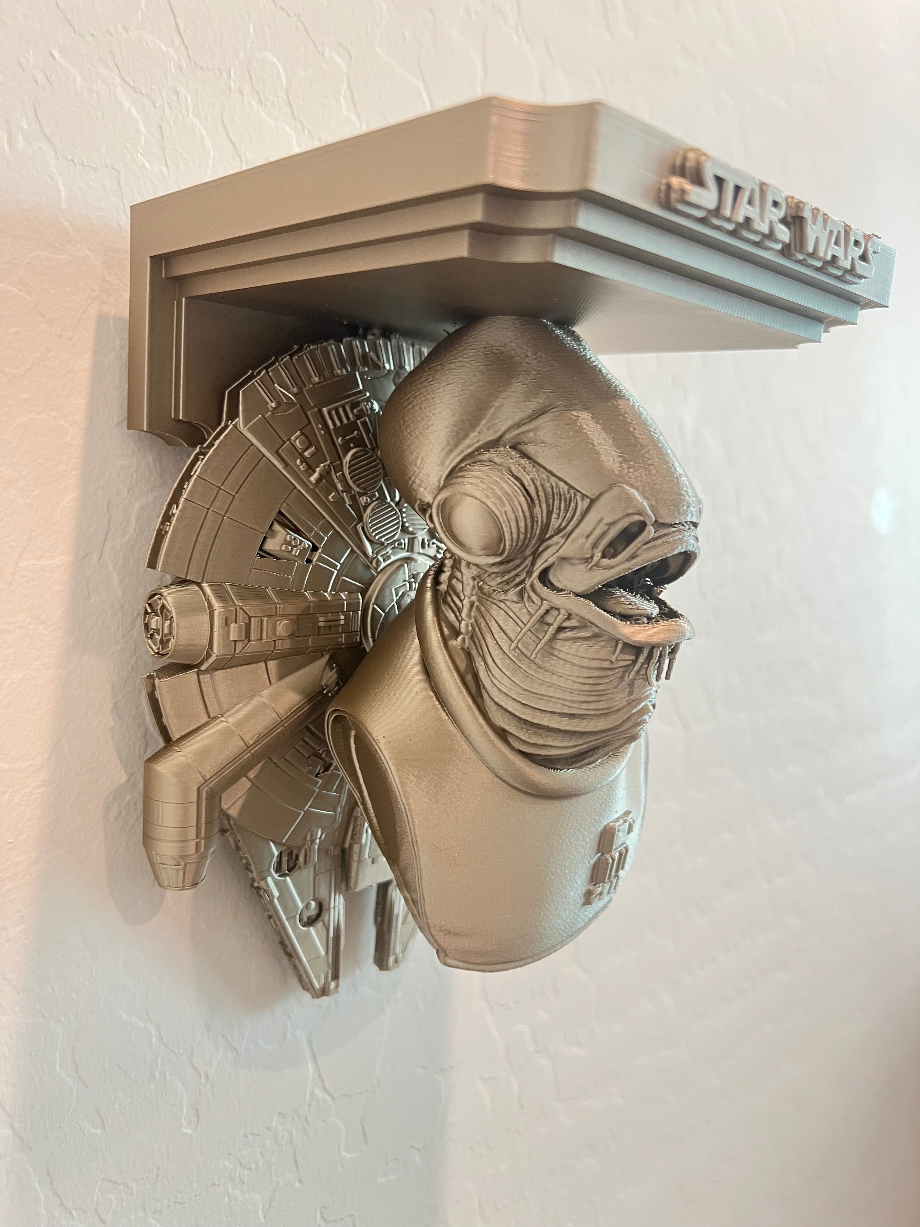 Star Wars - Admiral Ackbar Millennium Falcon Like Floating Wall Shelf Decor Collectible
