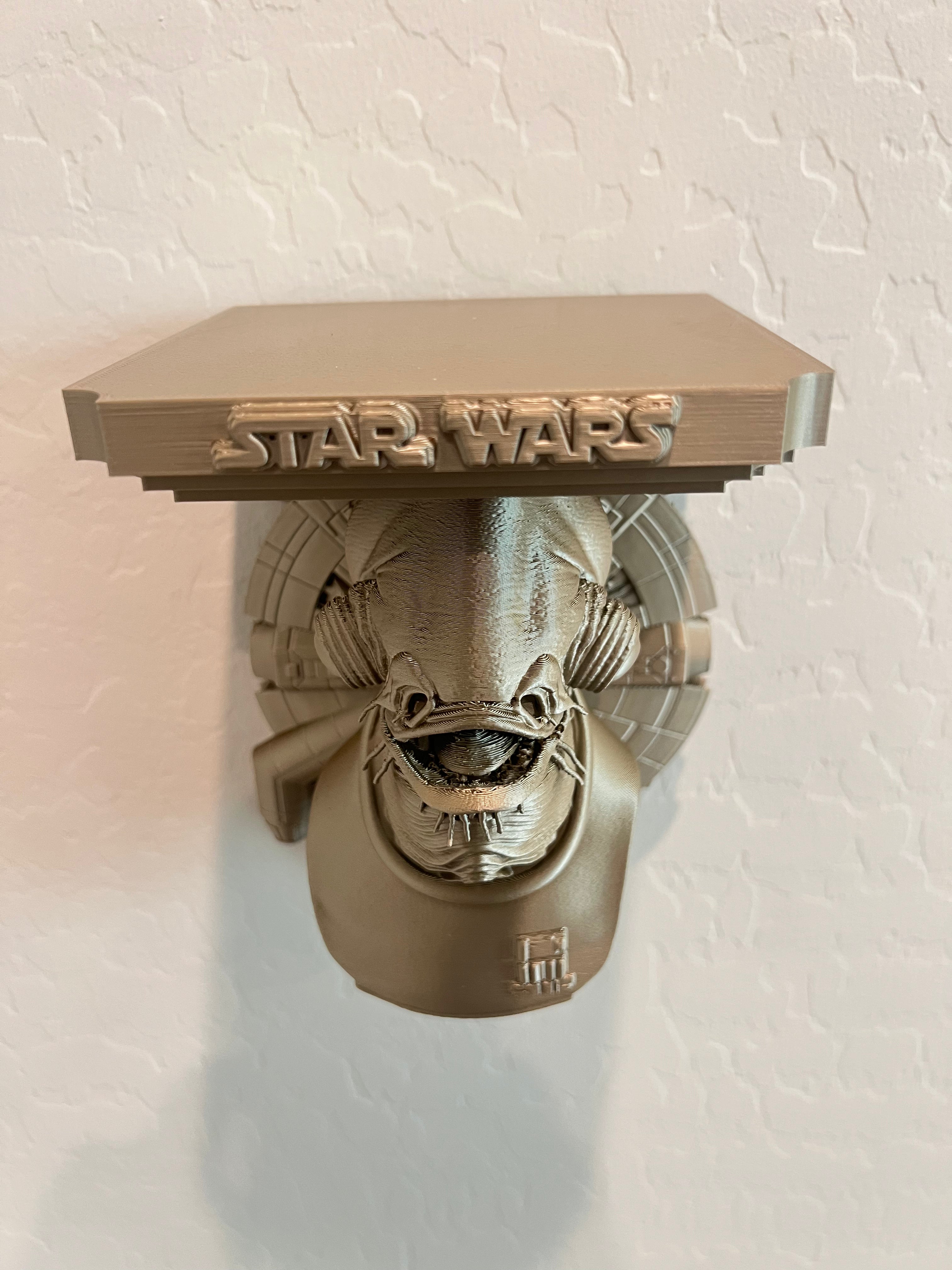 Star Wars - Admiral Ackbar Millennium Falcon Like Floating Wall Shelf Decor Collectible