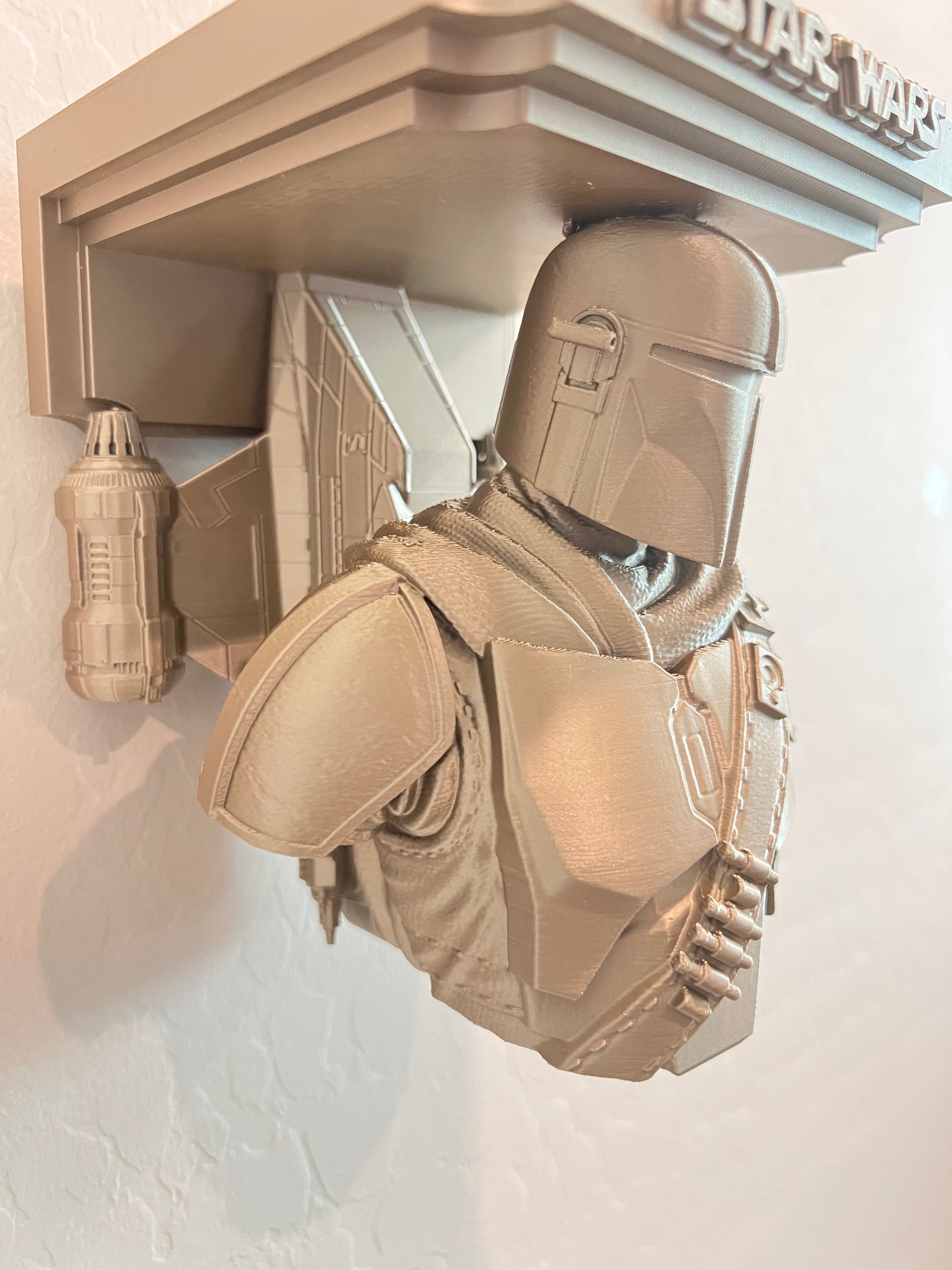 Star Wars - Mandalorian Razor Crest Like Floating Wall Shelf Decor Collectible - Multiple Colors