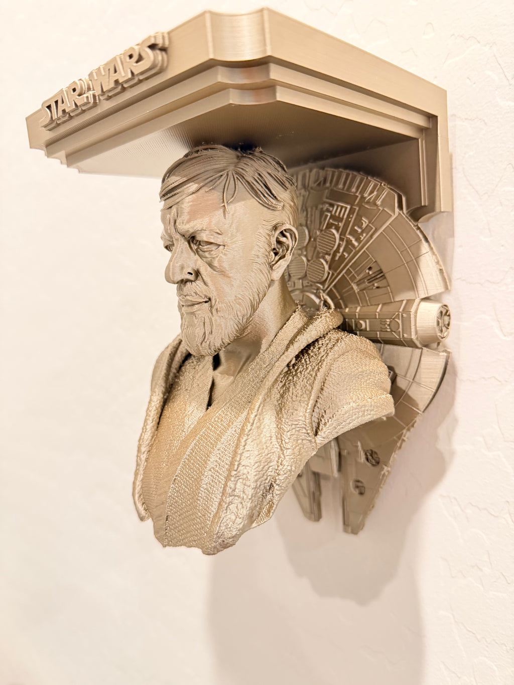 Star Wars - Old Obi-Wan Kenobi Millennium Falcon Like Floating Wall Shelf Decor Collectible