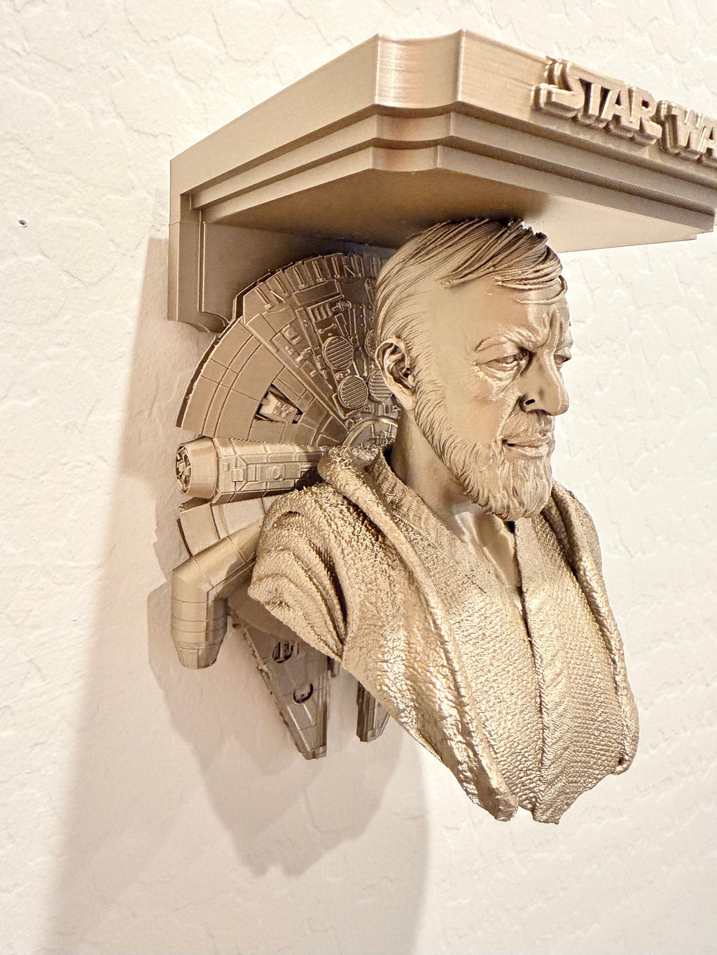Star Wars - Old Obi-Wan Kenobi Millennium Falcon Like Floating Wall Shelf Decor Collectible