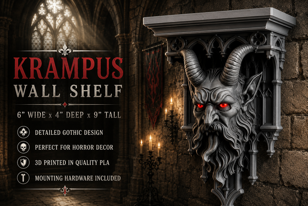 Horror Mythical Krampus 9" 6x5 Top Floating Wall Shelf Collectible