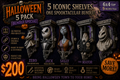 Horror Halloween Nightmare Before Christmas 5 Pack 6x5x9 Wall Shelf Collectible