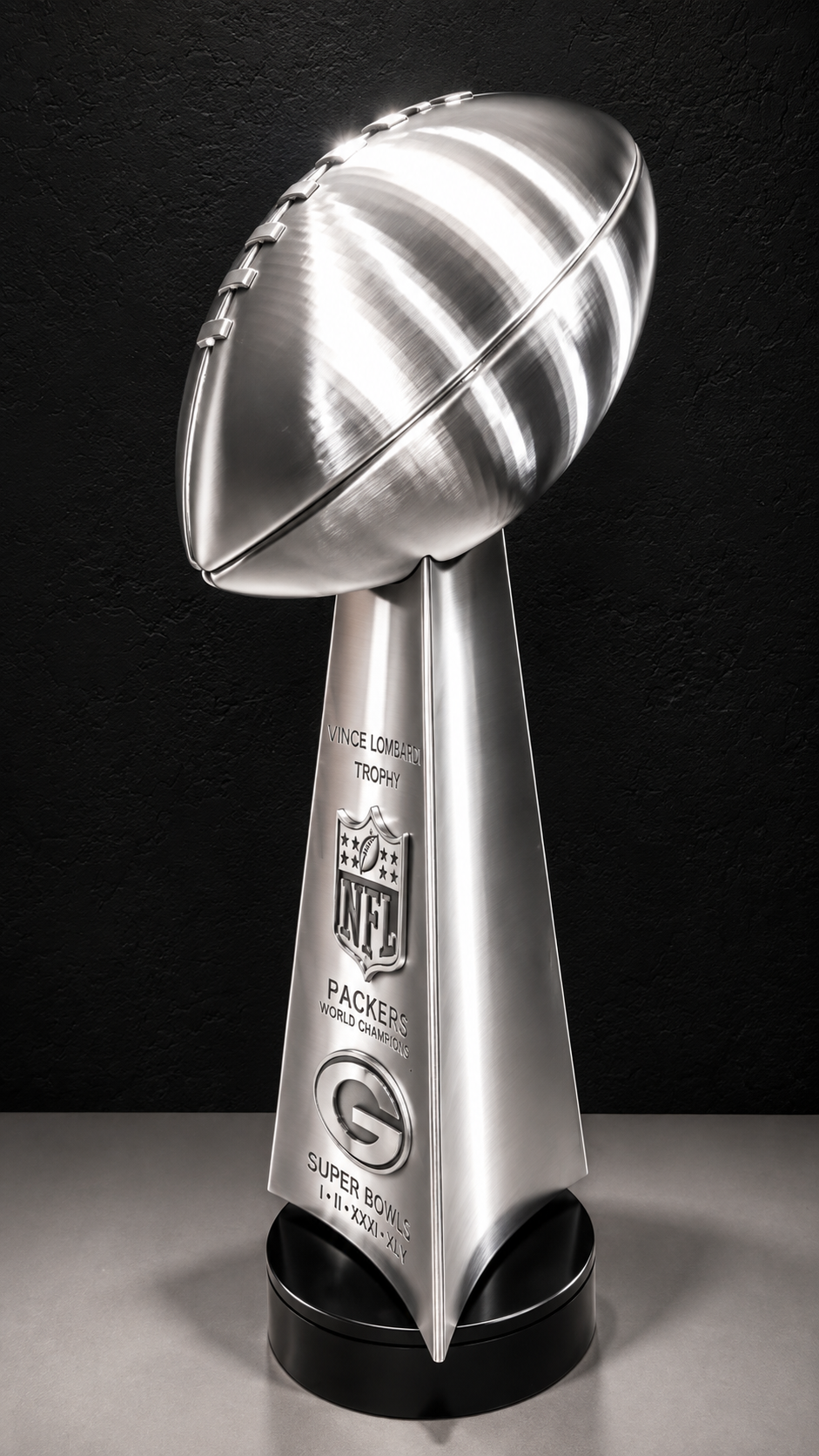 Green Bay Packers championship trophy side view