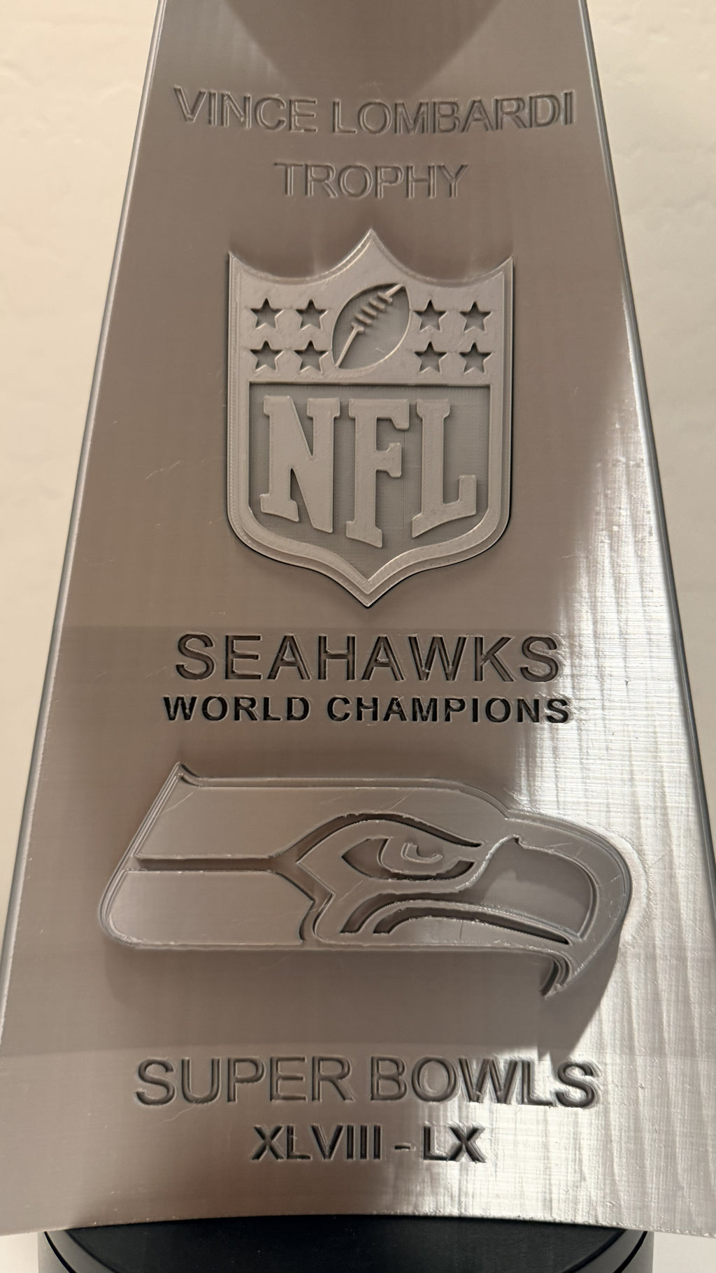 Seahawks trophy base detail
