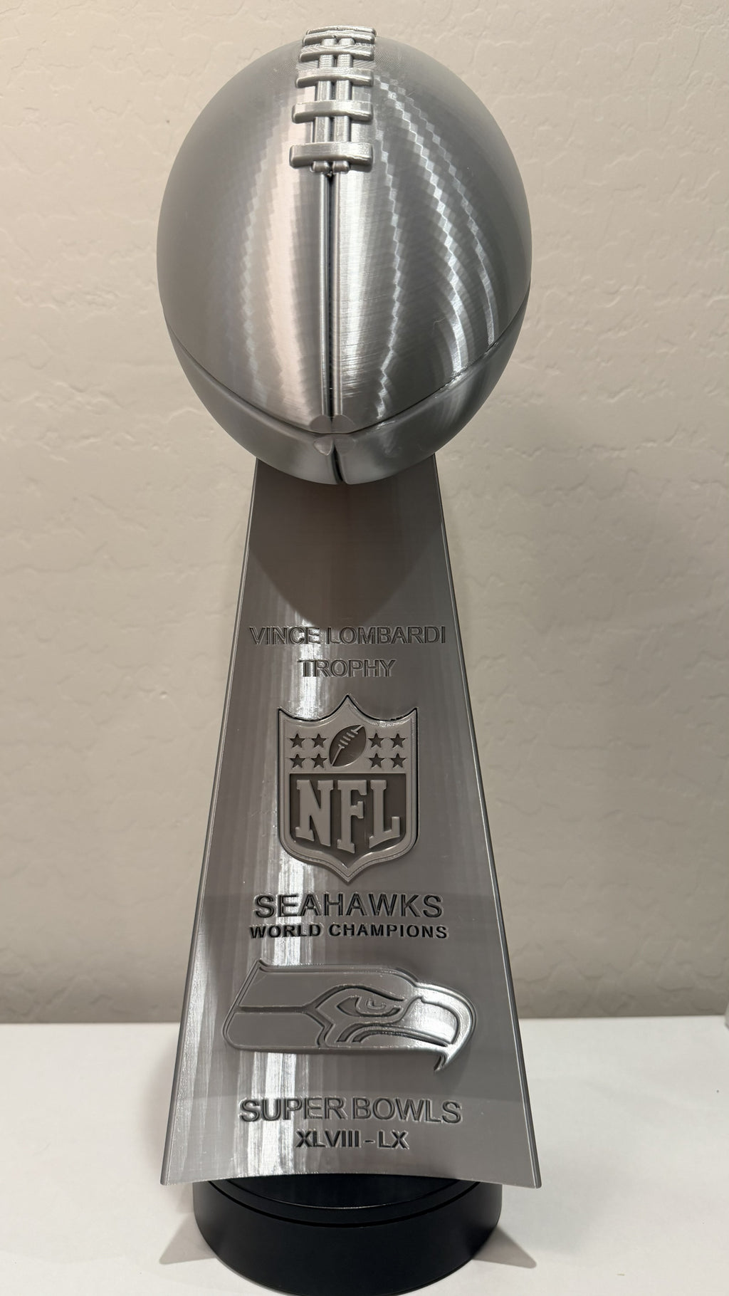 20 inch Seattle football trophy display