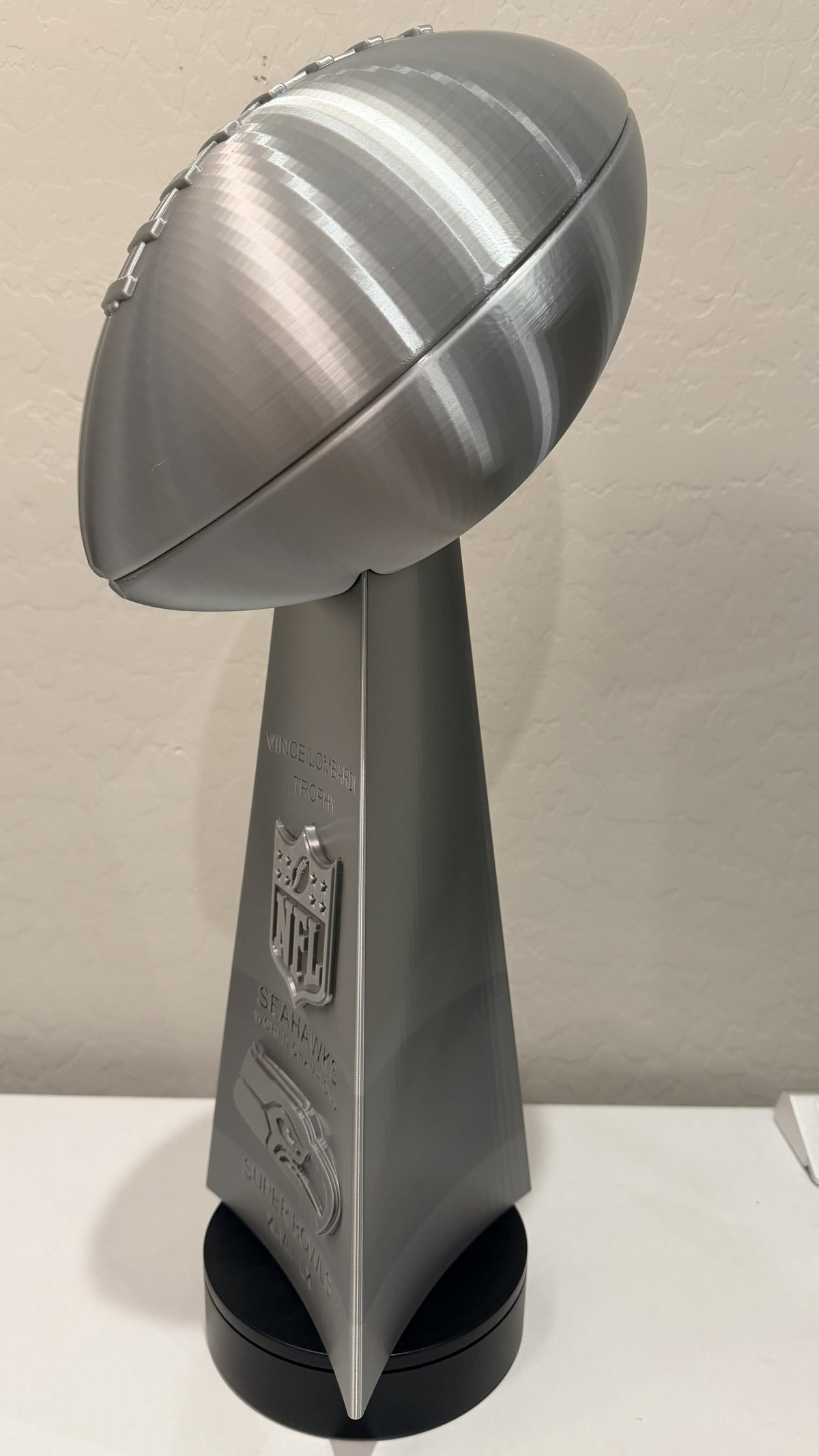 Seattle Seahawks championship trophy side view