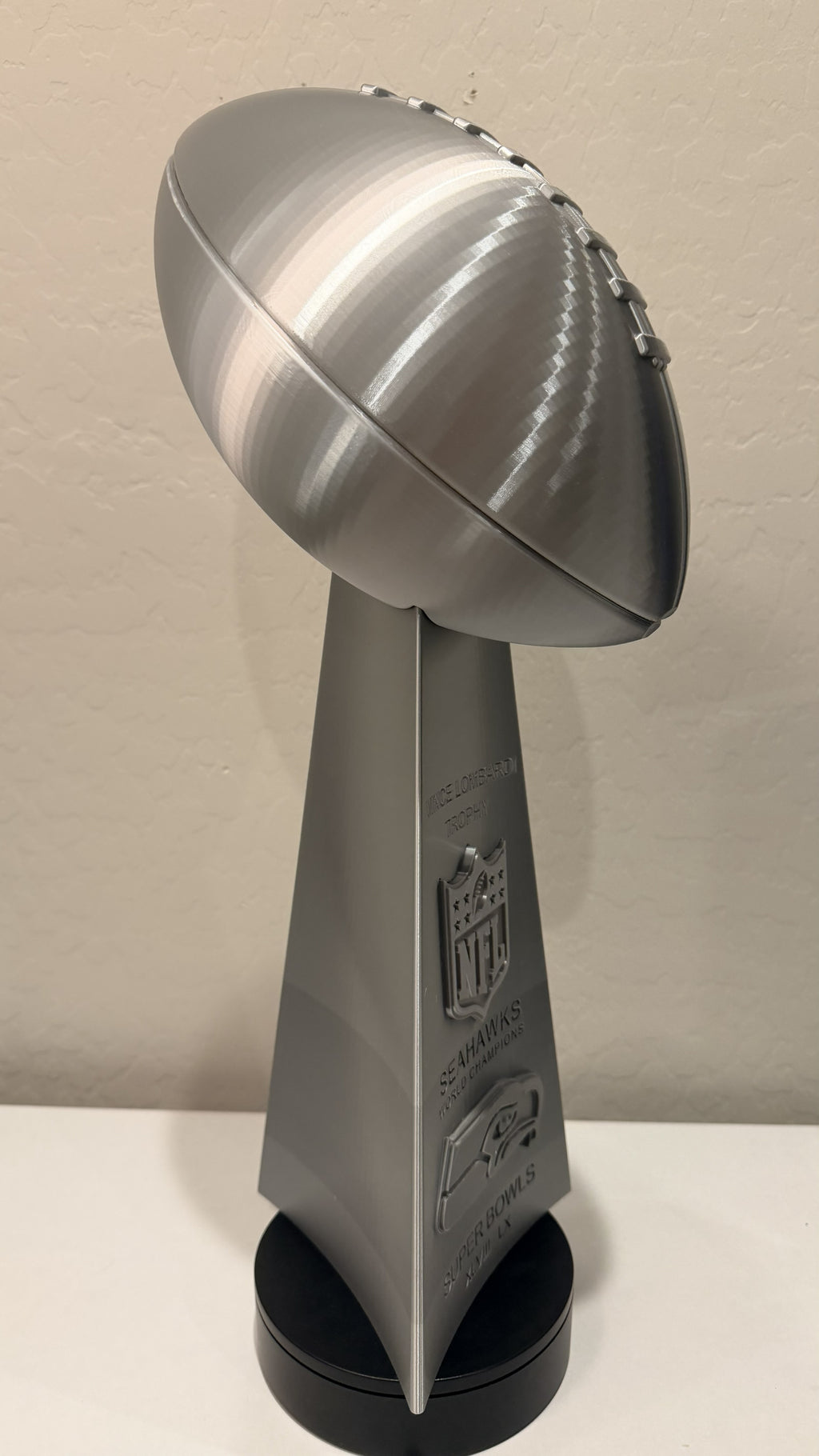Seattle Seahawks championship trophy side view