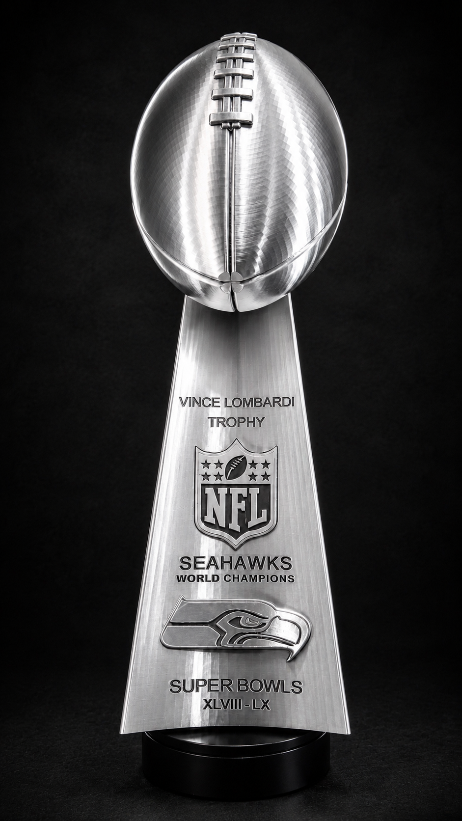 Seahawks football championship trophy front view